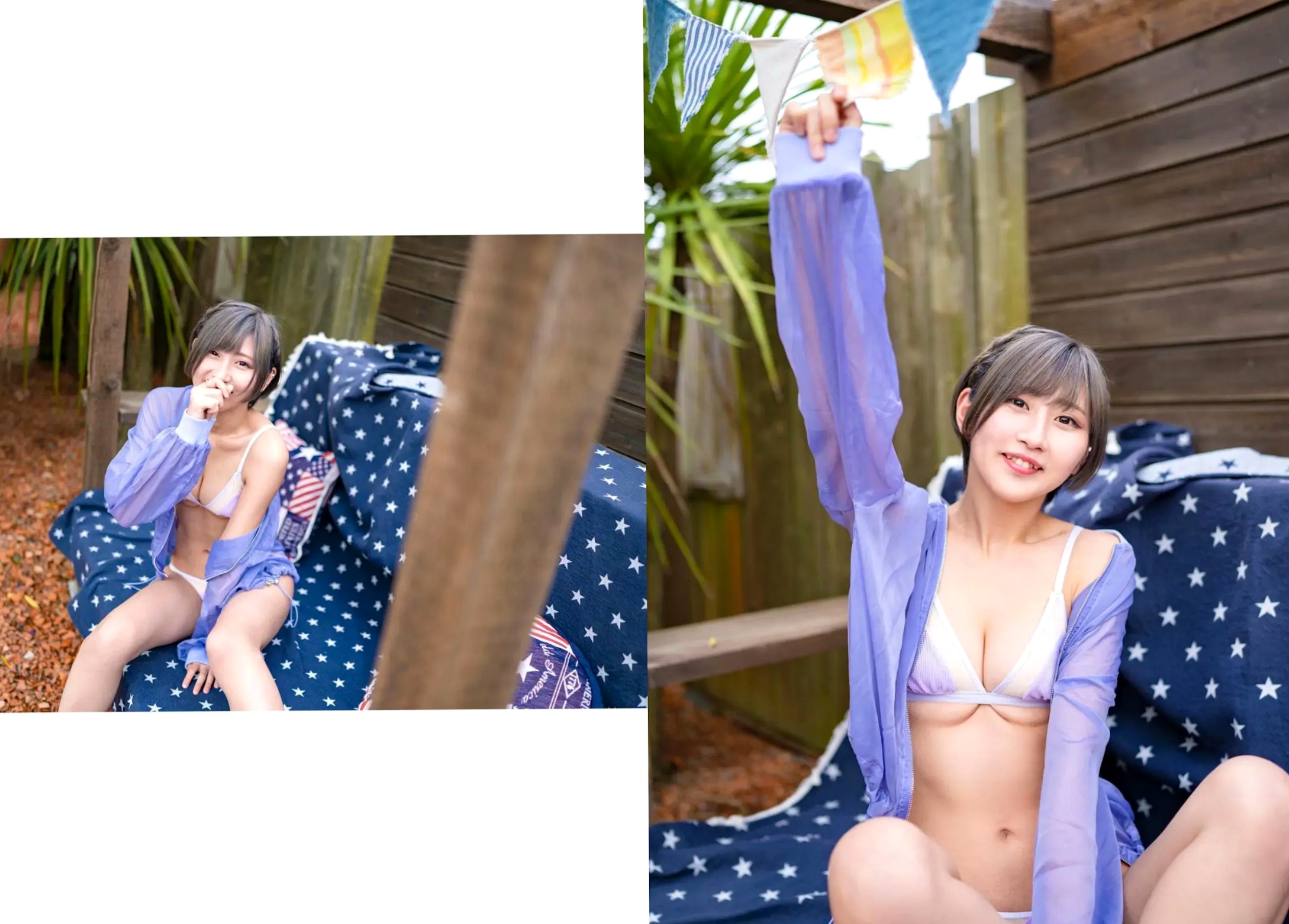 美東澪 - みおしずく 户外黑蕾丝透视与浴室湿身性感内衣写真