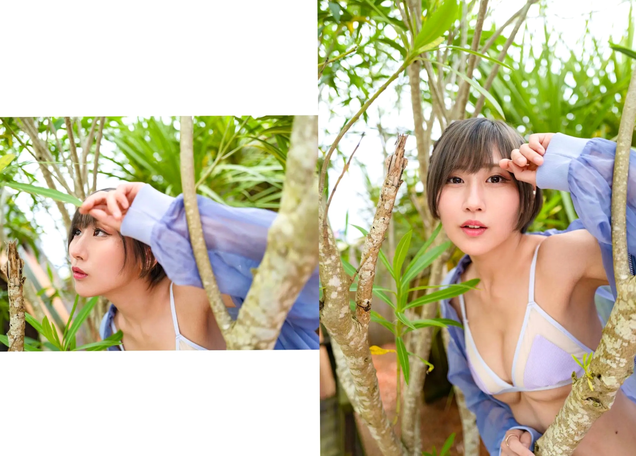 美東澪 - みおしずく 户外黑蕾丝透视与浴室湿身性感内衣写真