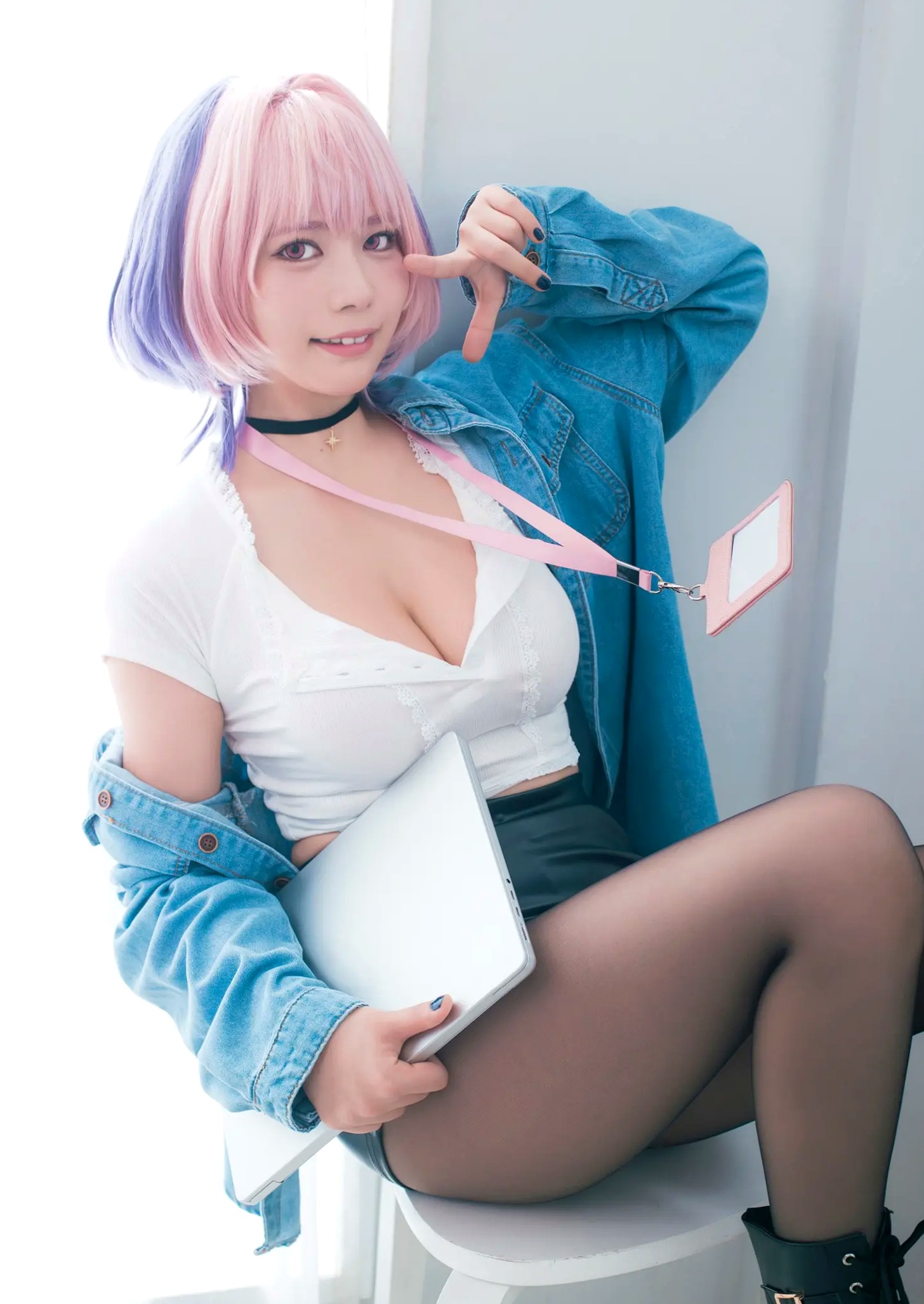 東雲うみ - のあ先輩“の”コスプレ:日本女神比基尼黑丝性感写真