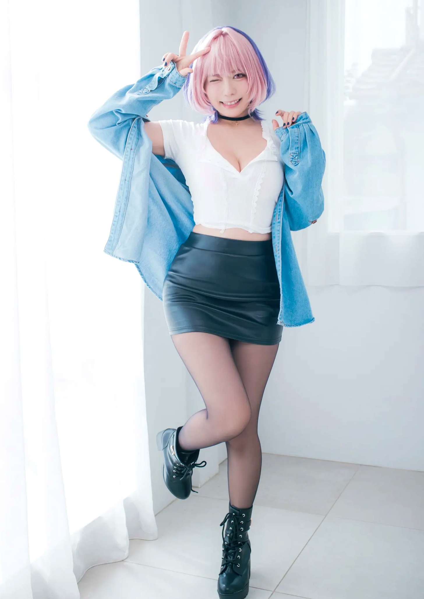 東雲うみ - のあ先輩“の”コスプレ:日本女神比基尼黑丝性感写真