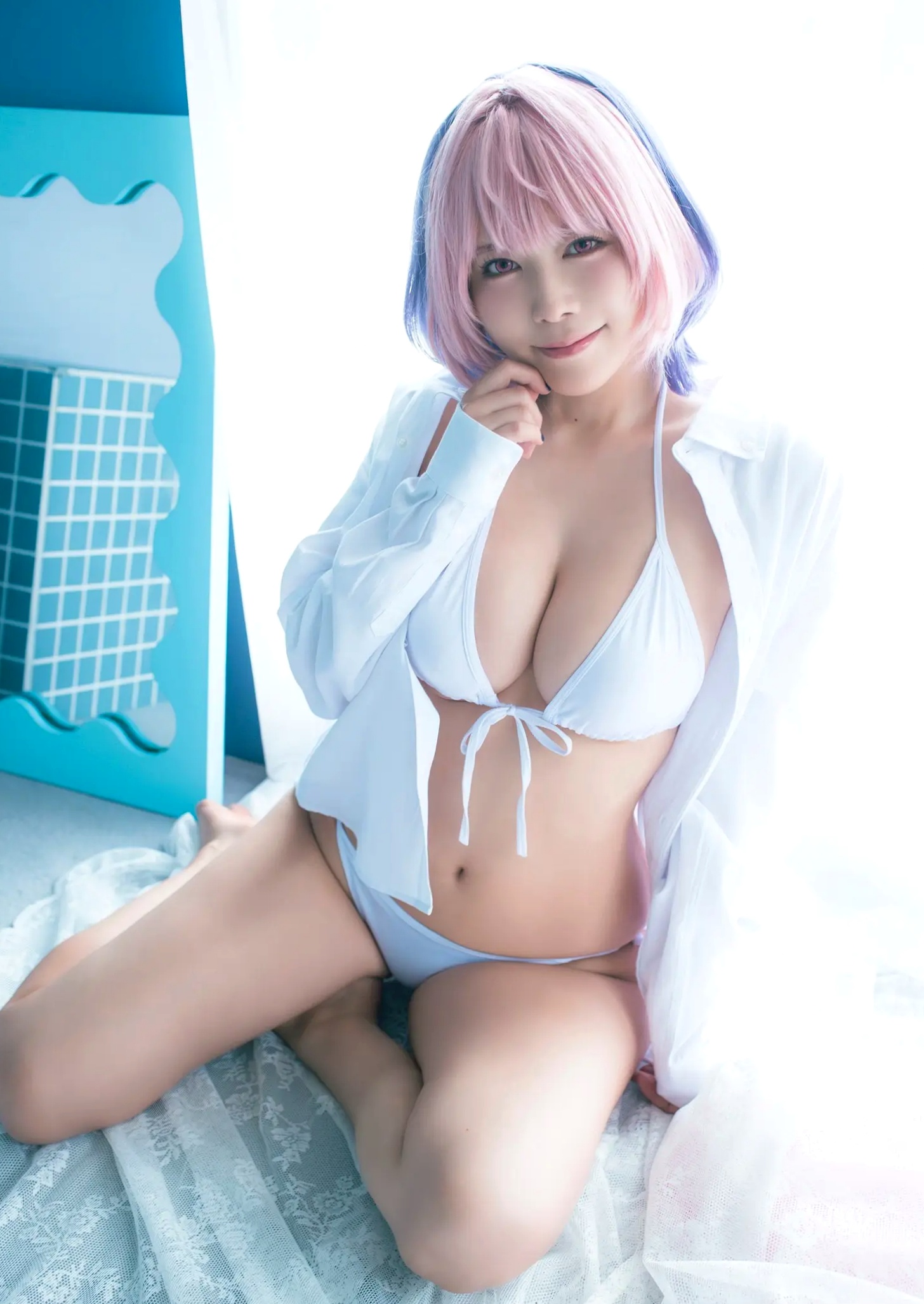 東雲うみ - のあ先輩“の”コスプレ:日本女神比基尼黑丝性感写真