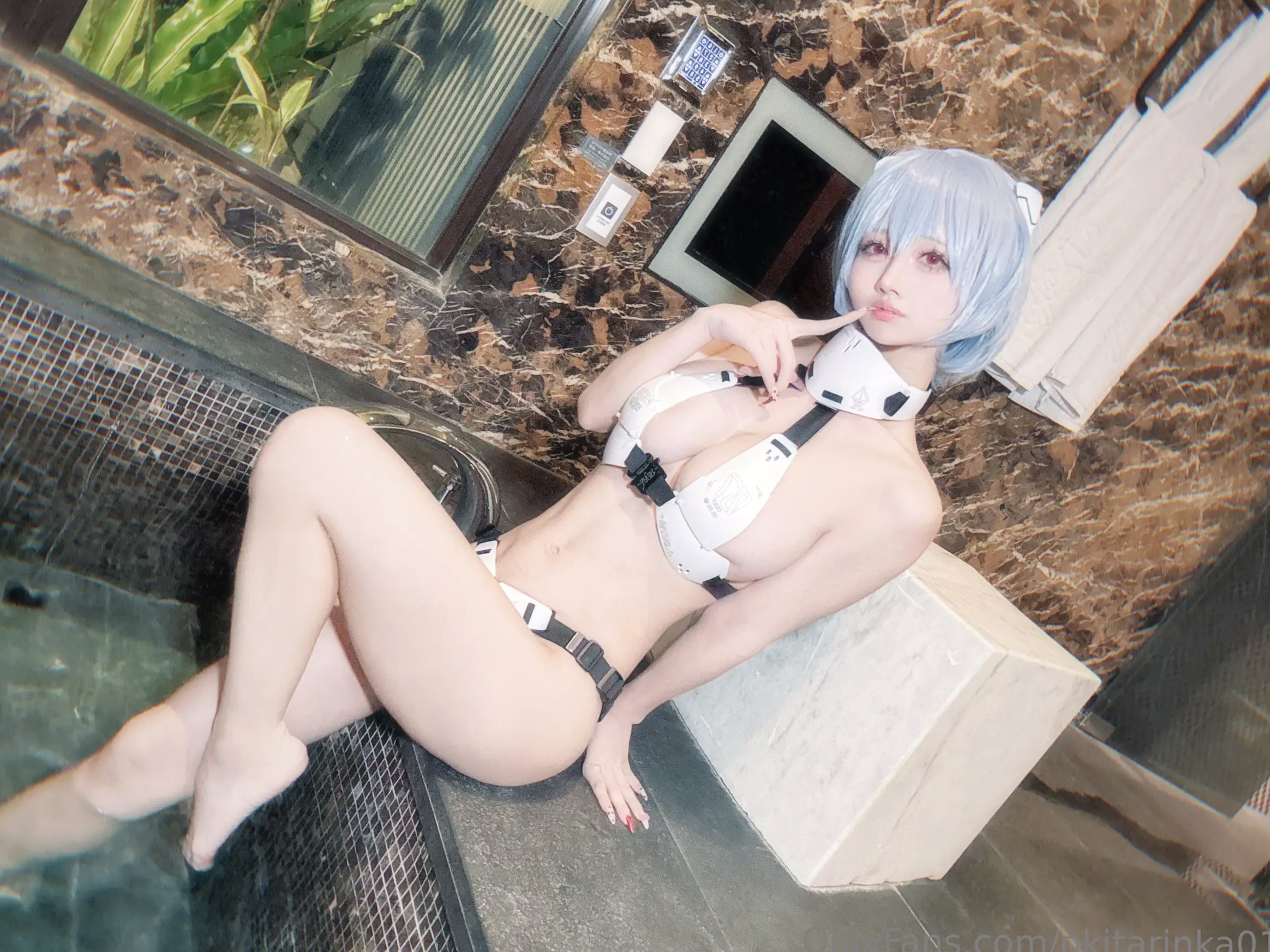 沖田凜花Rinka - Ayanami Rei 绫波丽COS 浴室湿身大尺度性感比基尼写真