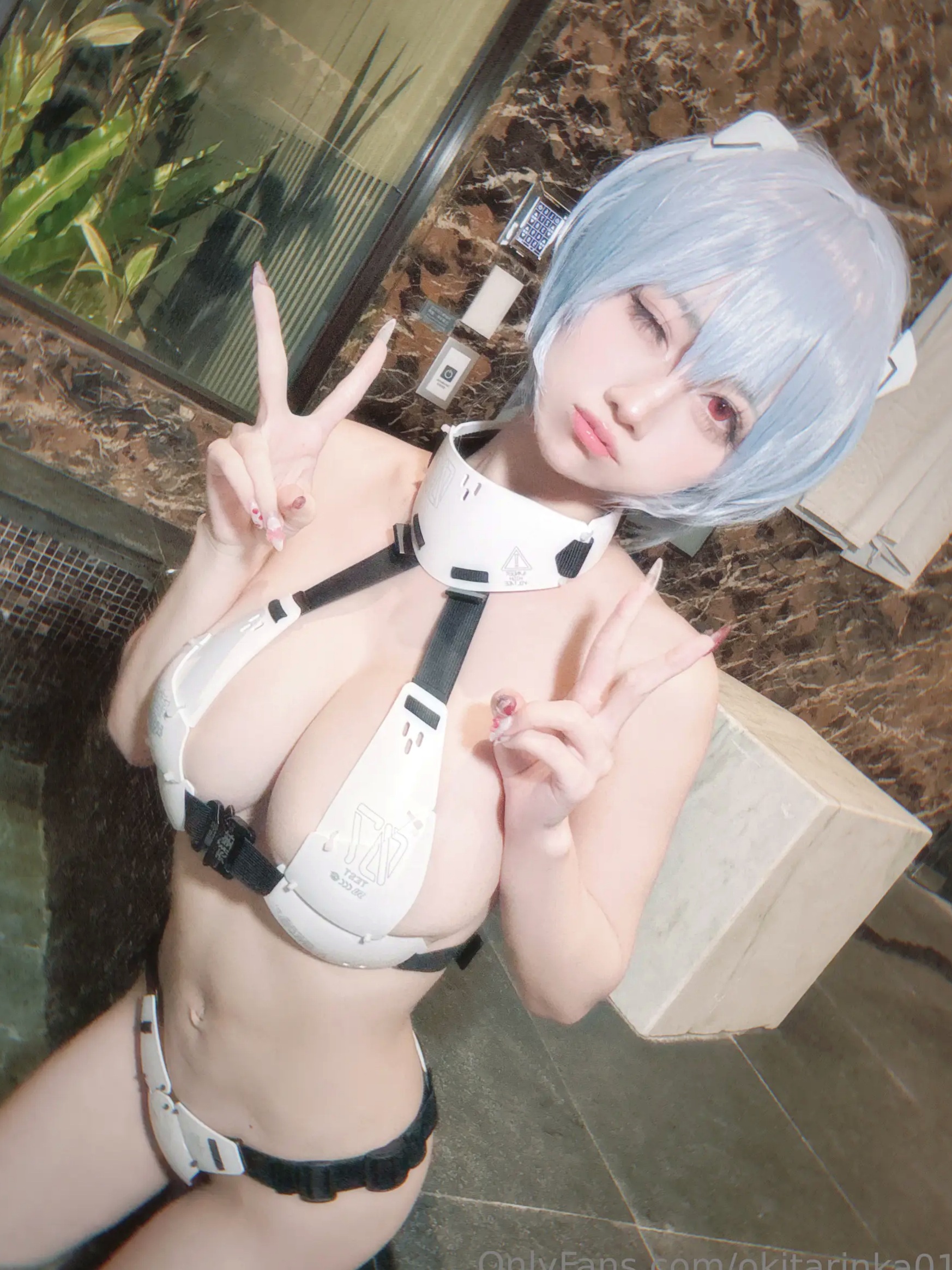 沖田凜花Rinka - Ayanami Rei 绫波丽COS 浴室湿身大尺度性感比基尼写真