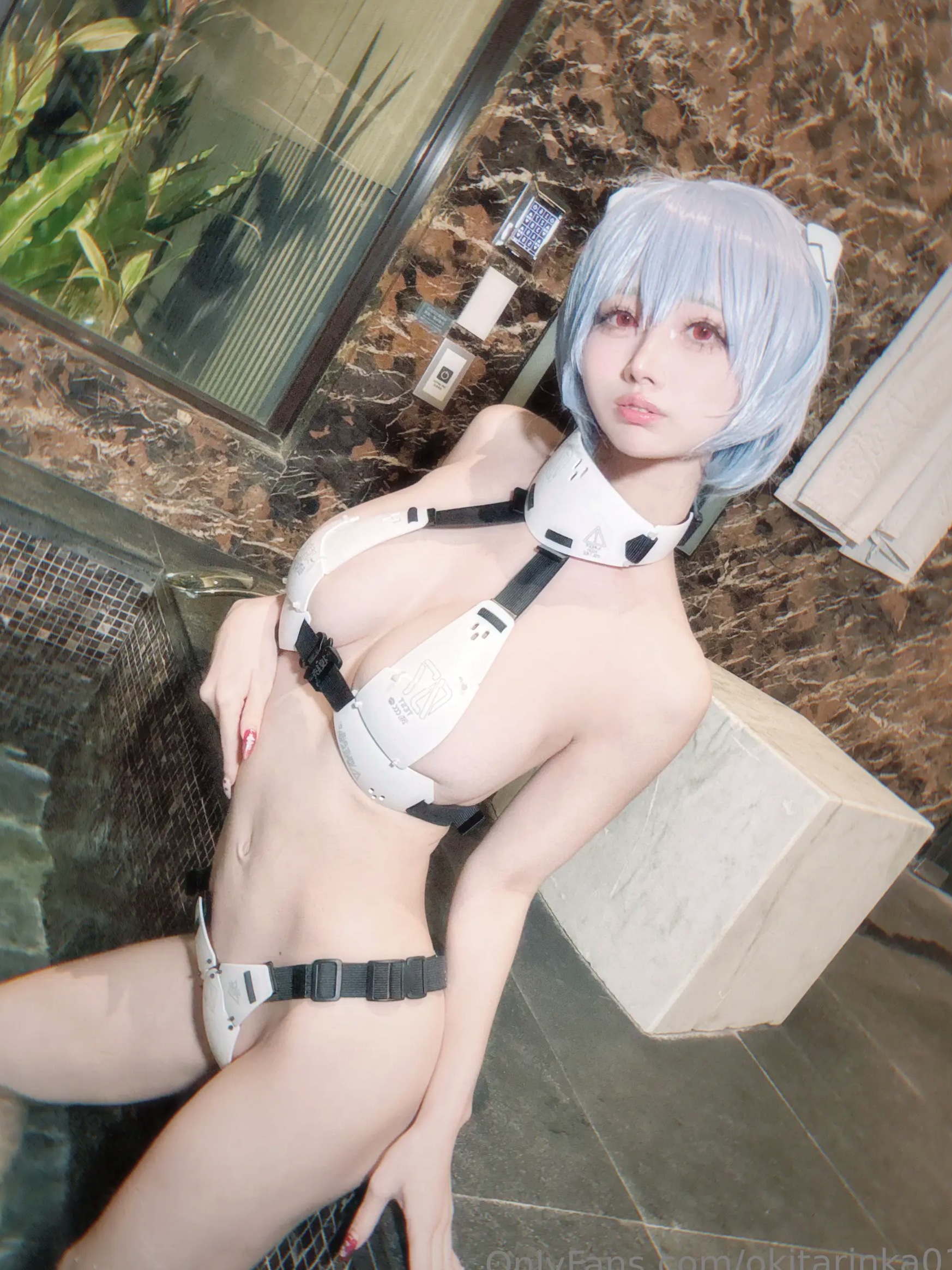 沖田凜花Rinka - Ayanami Rei 绫波丽COS 浴室湿身大尺度性感比基尼写真