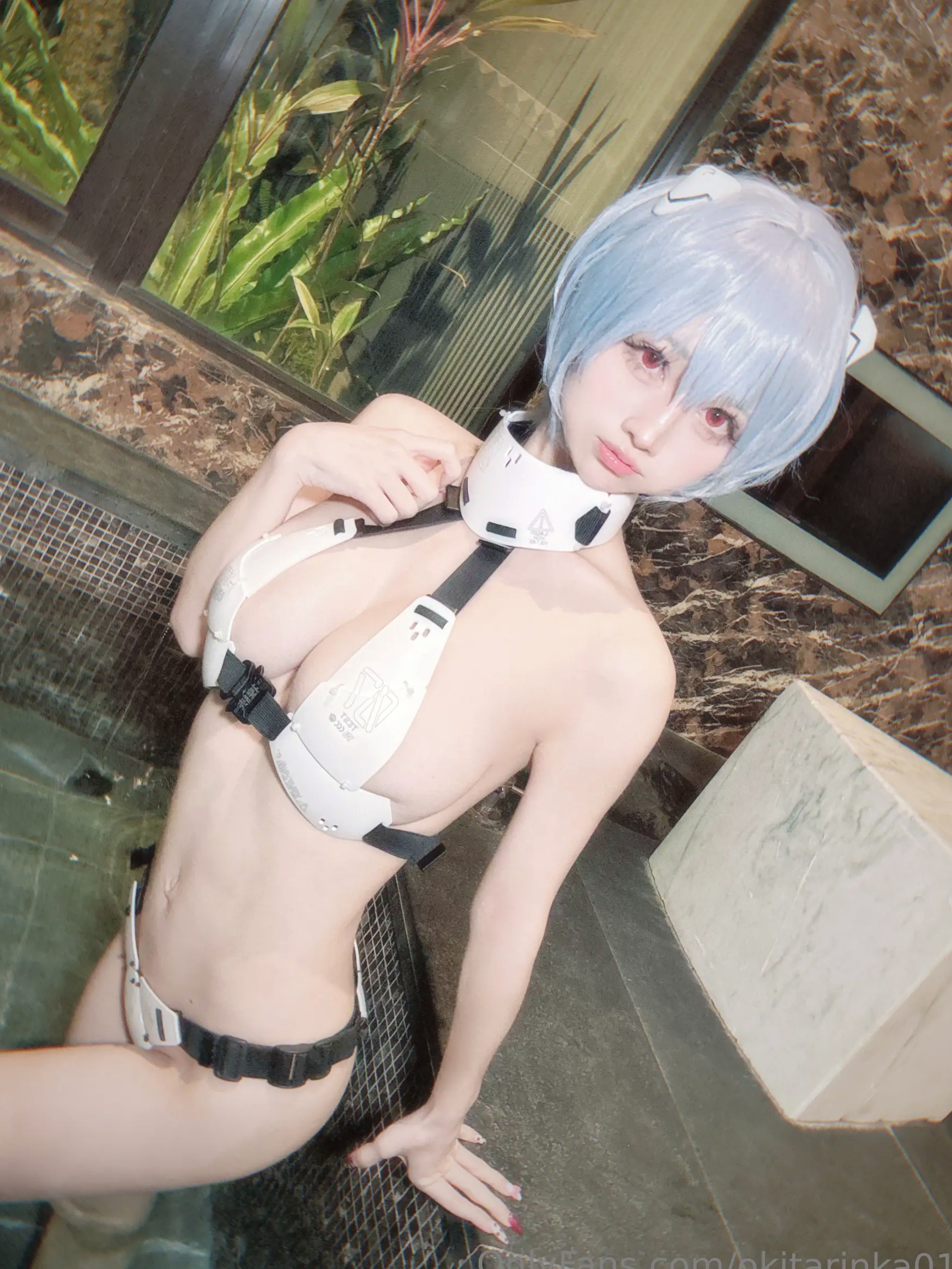 沖田凜花Rinka - Ayanami Rei 绫波丽COS 浴室湿身大尺度性感比基尼写真