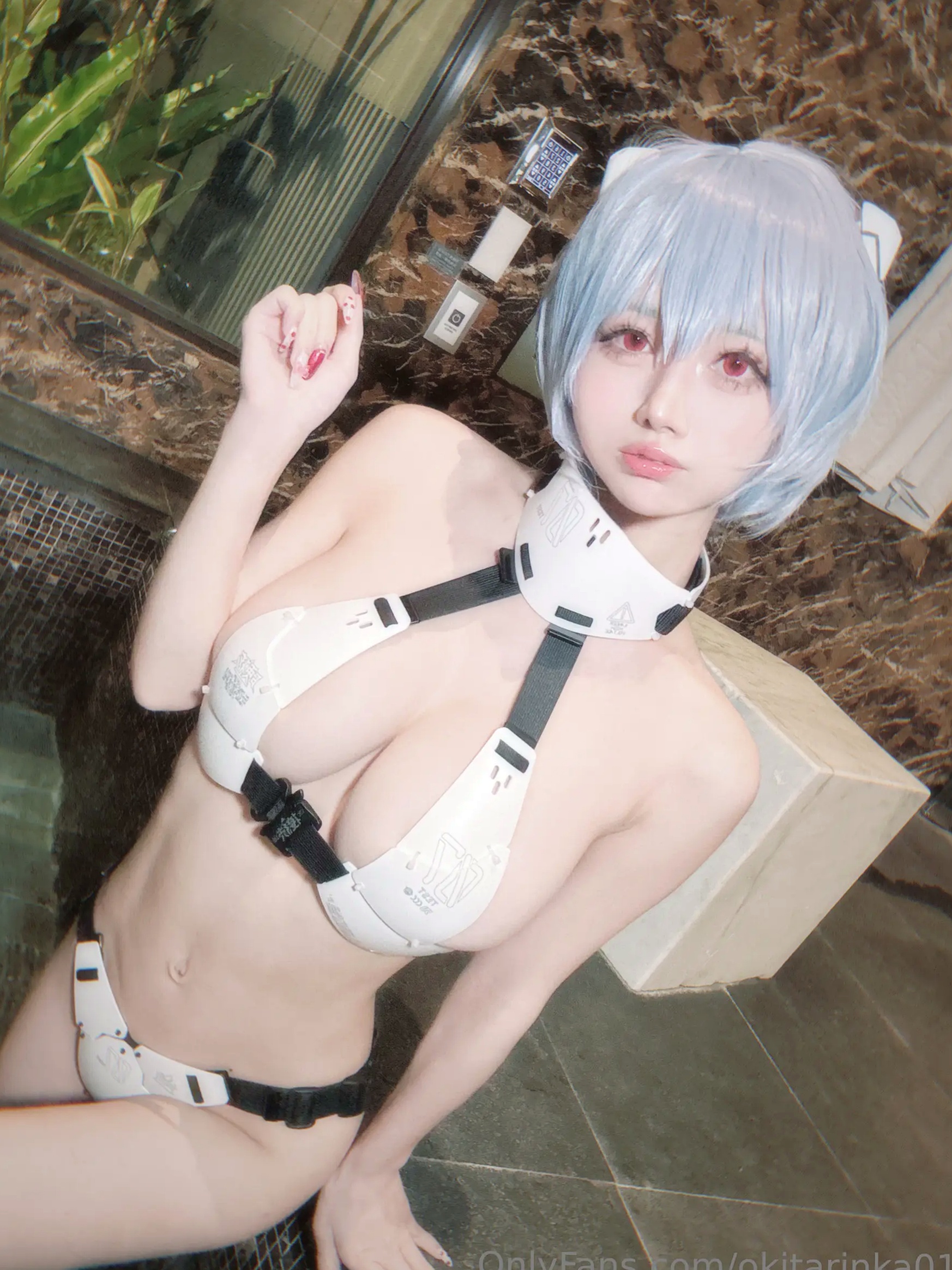 沖田凜花Rinka - Ayanami Rei 绫波丽COS 浴室湿身大尺度性感比基尼写真
