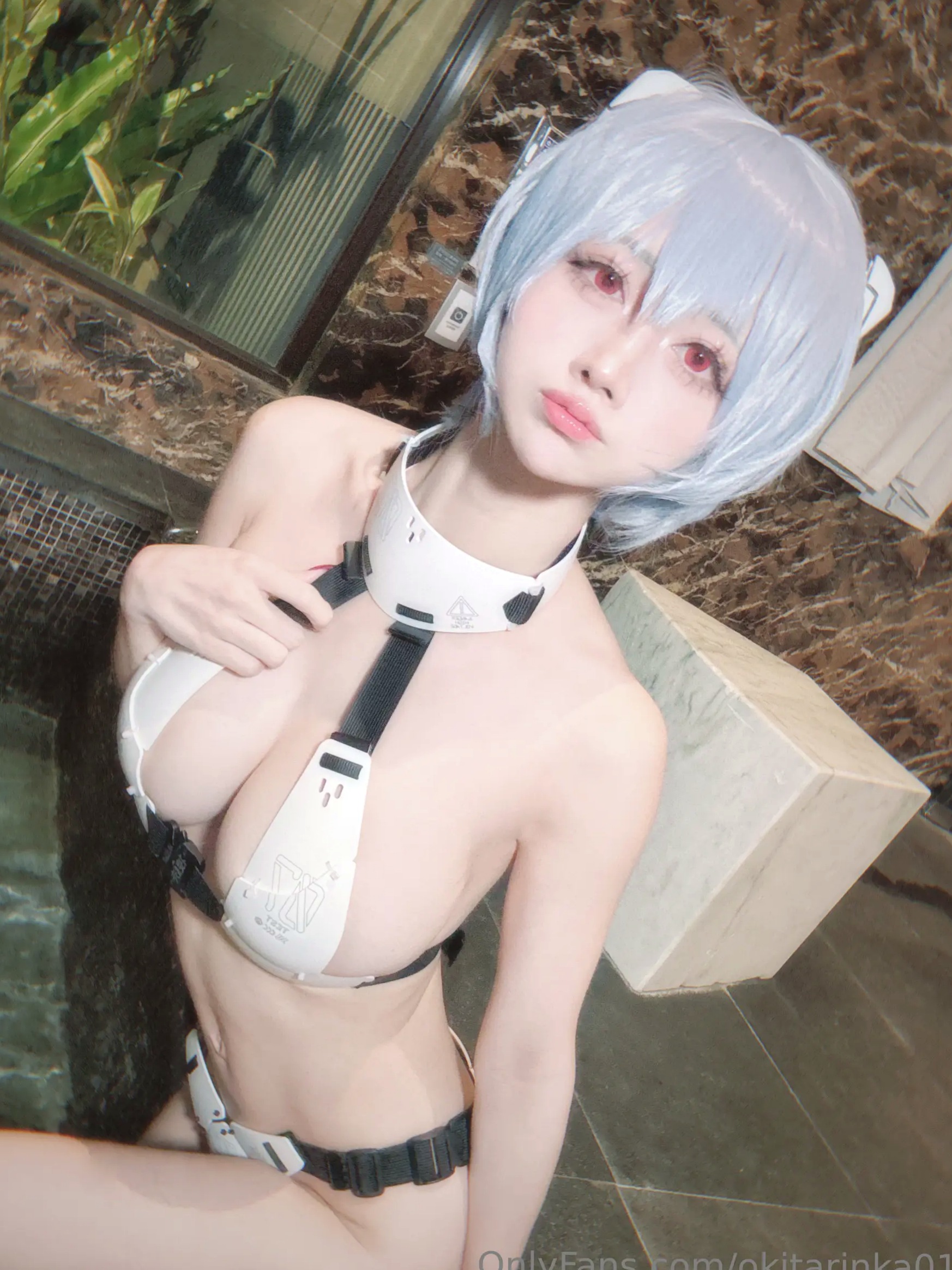 沖田凜花Rinka - Ayanami Rei 绫波丽COS 浴室湿身大尺度性感比基尼写真
