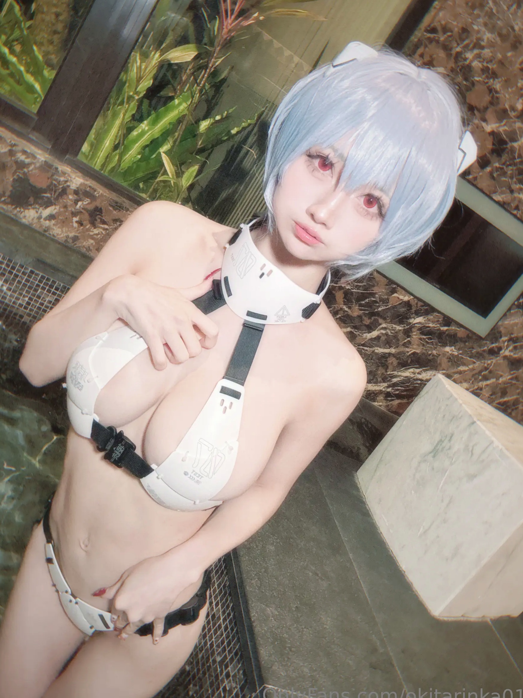 沖田凜花Rinka - Ayanami Rei 绫波丽COS 浴室湿身大尺度性感比基尼写真