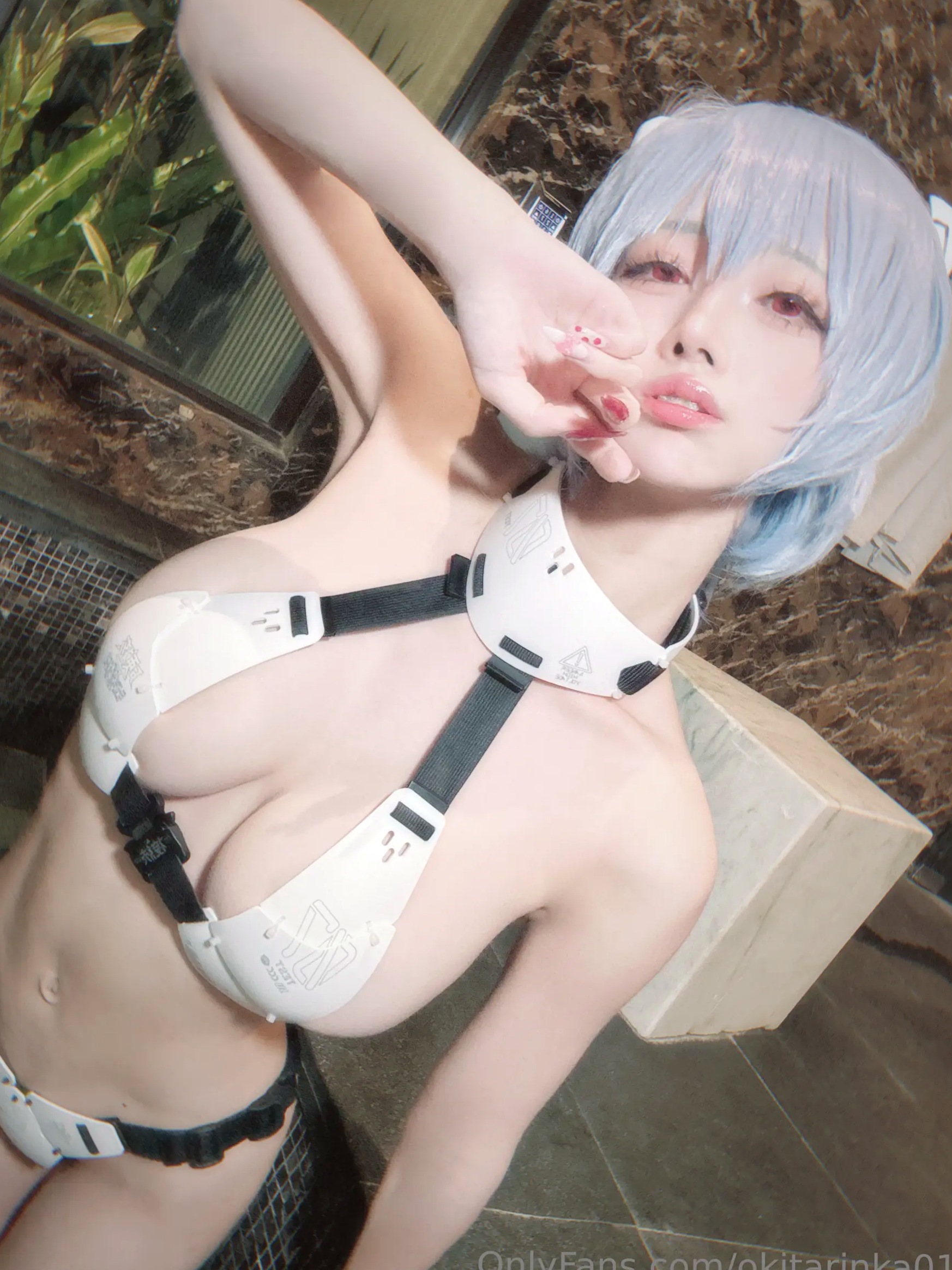 沖田凜花Rinka - Ayanami Rei 绫波丽COS 浴室湿身大尺度性感比基尼写真