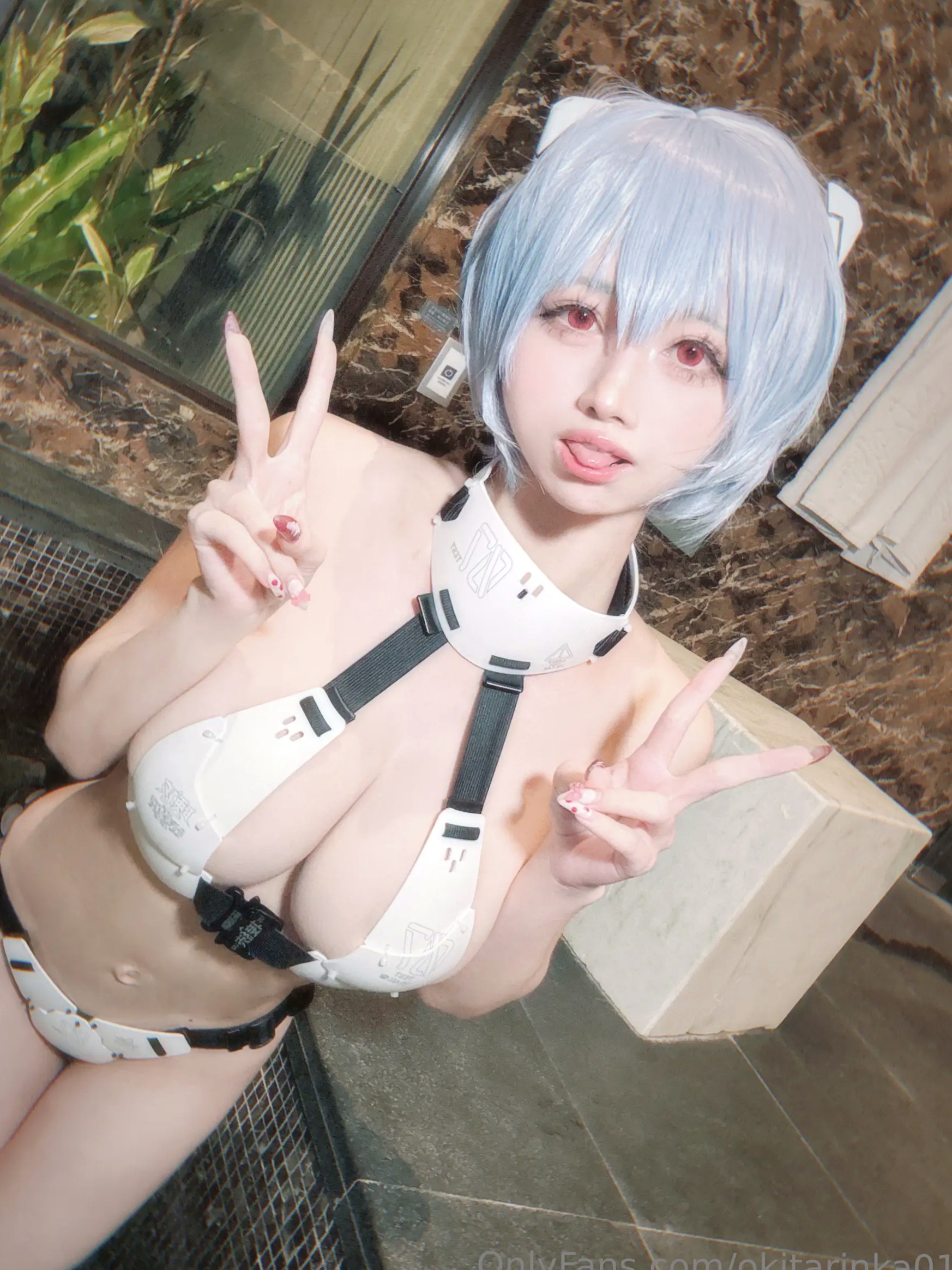 沖田凜花Rinka - Ayanami Rei 绫波丽COS 浴室湿身大尺度性感比基尼写真