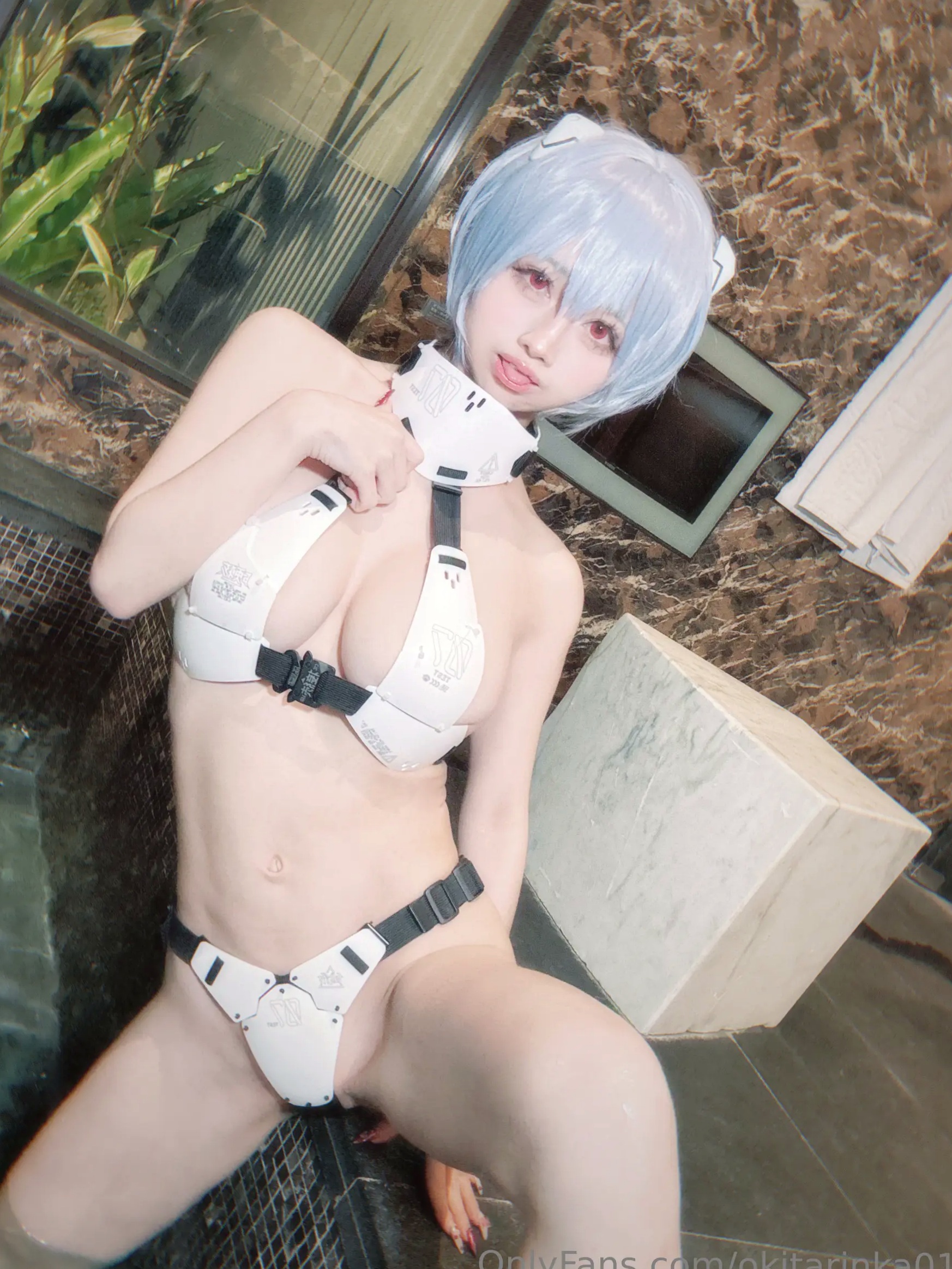 沖田凜花Rinka - Ayanami Rei 绫波丽COS 浴室湿身大尺度性感比基尼写真