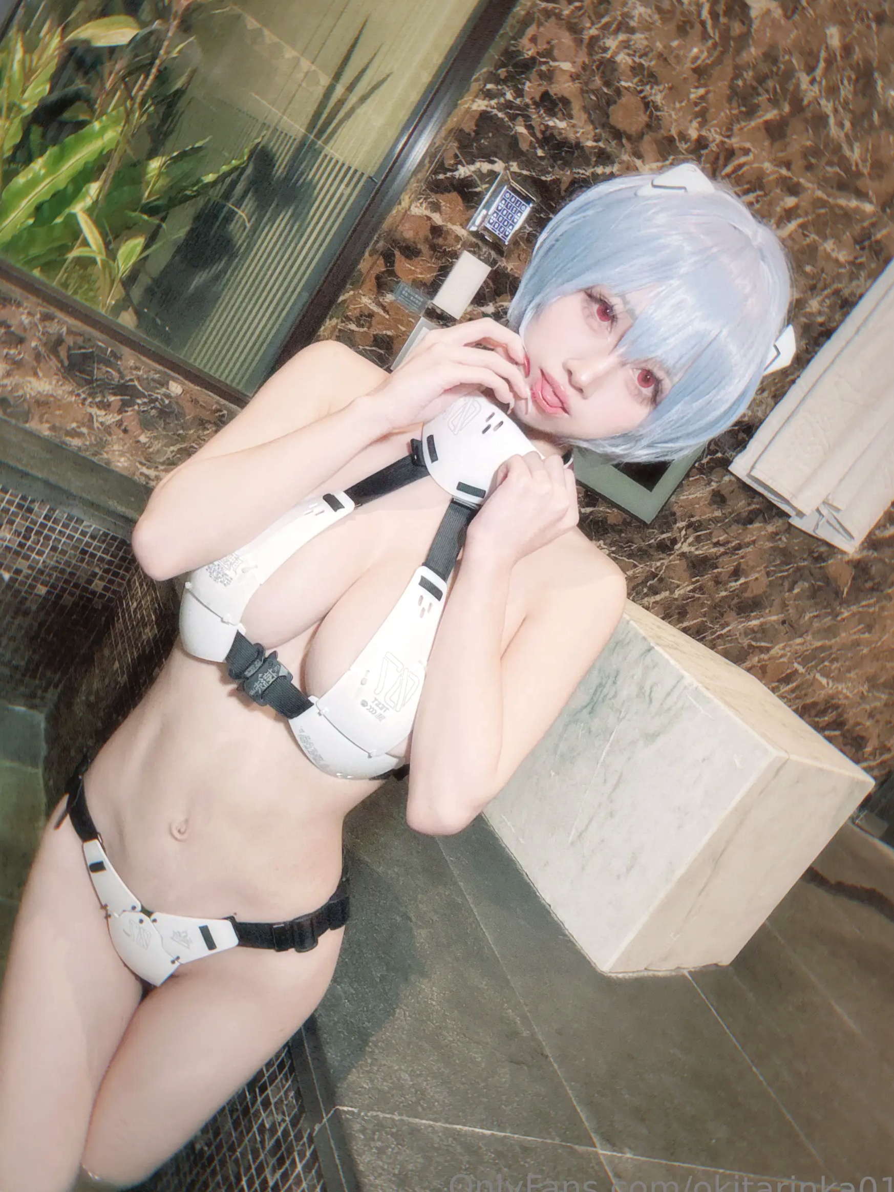 沖田凜花Rinka - Ayanami Rei 绫波丽COS 浴室湿身大尺度性感比基尼写真