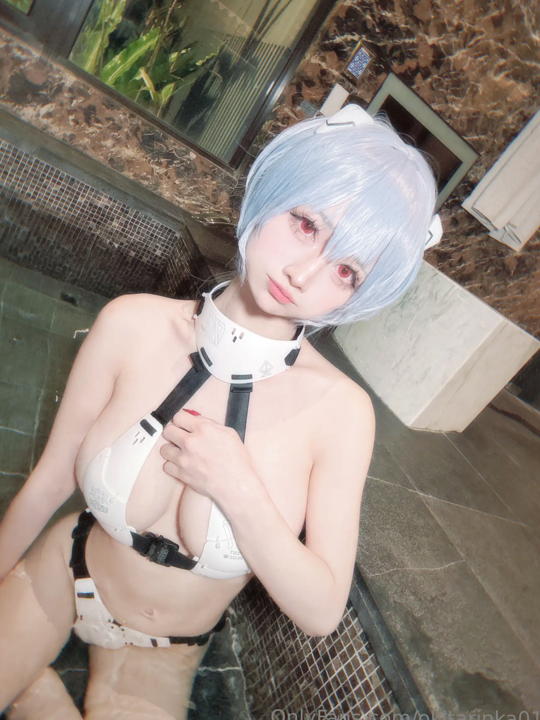 沖田凜花Rinka - Ayanami Rei 绫波丽COS 浴室湿身大尺度性感比基尼写真