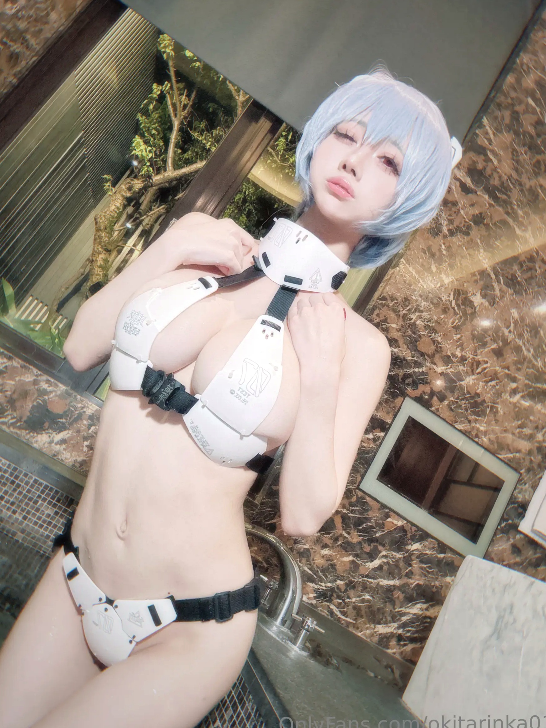 沖田凜花Rinka - Ayanami Rei 绫波丽COS 浴室湿身大尺度性感比基尼写真