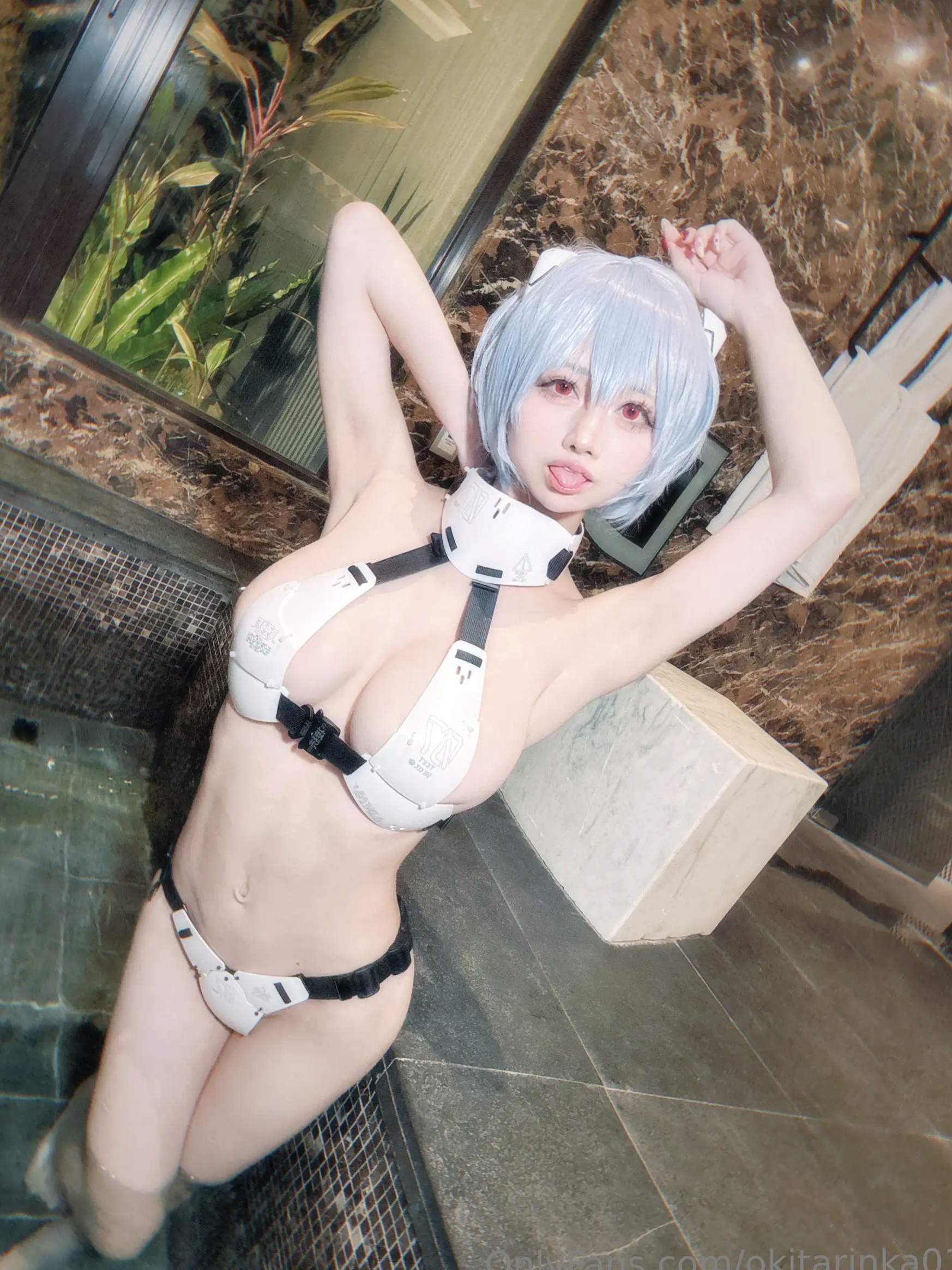 沖田凜花Rinka - Ayanami Rei 绫波丽COS 浴室湿身大尺度性感比基尼写真