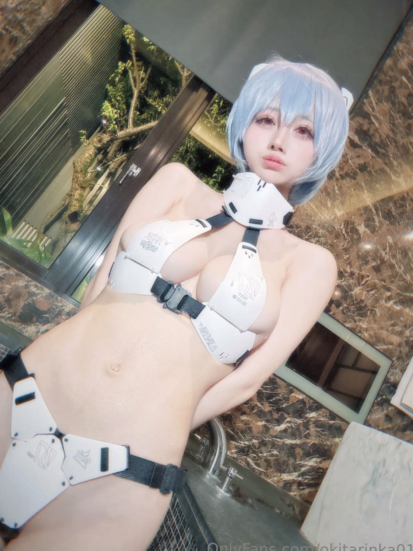 沖田凜花Rinka - Ayanami Rei 绫波丽COS 浴室湿身大尺度性感比基尼写真