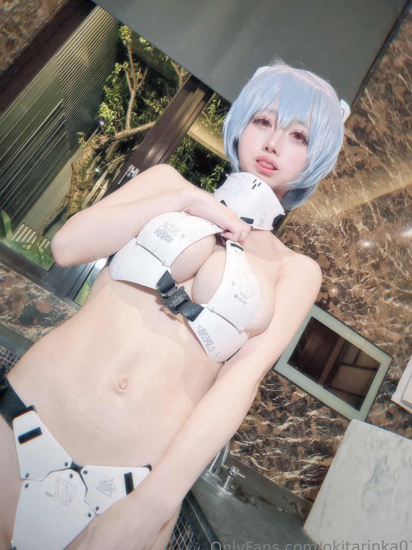 沖田凜花Rinka - Ayanami Rei 绫波丽COS 浴室湿身大尺度性感比基尼写真