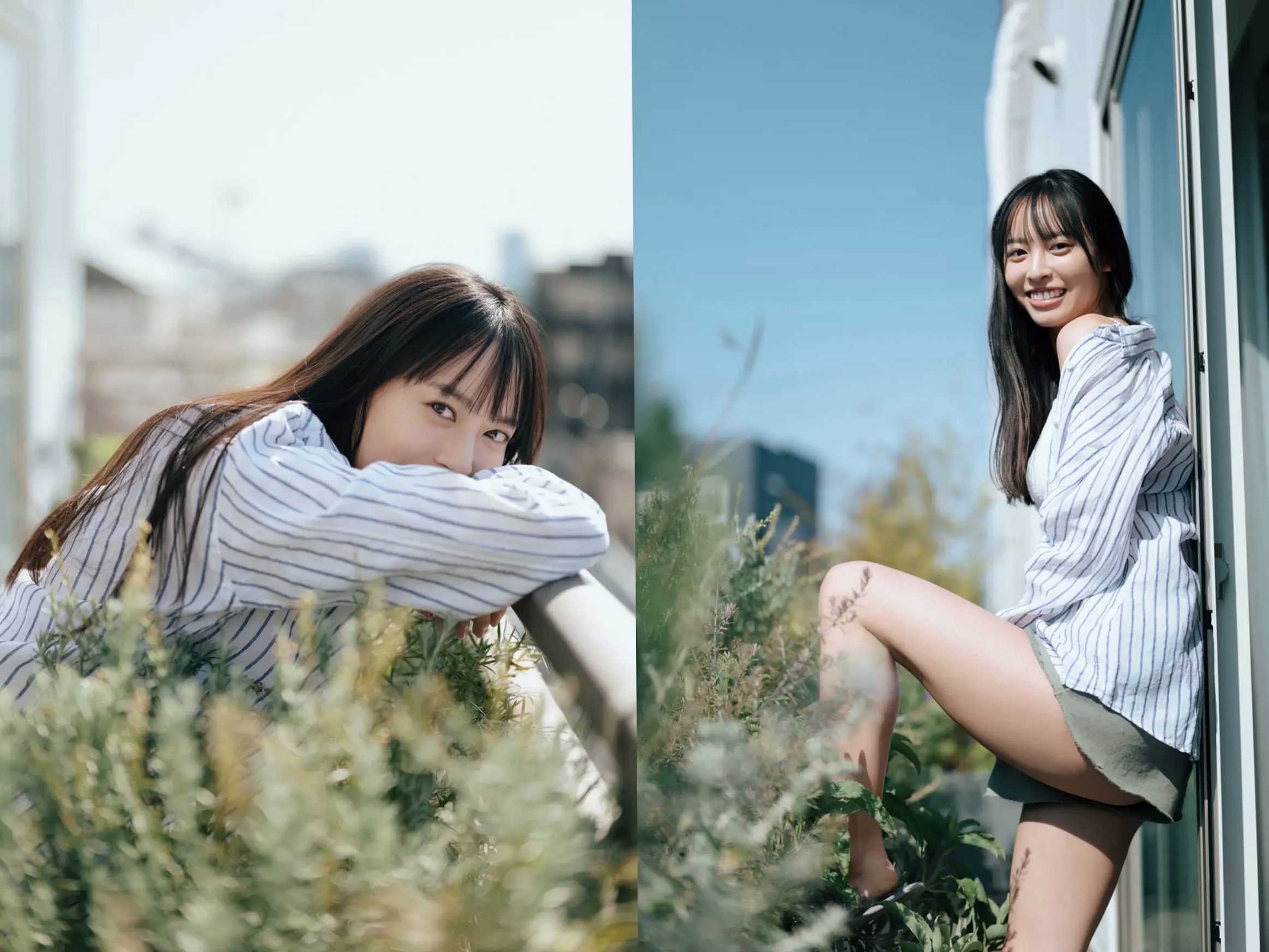 大槻りこ - 朝陽と... 阳光比基尼与室内泳装清新性感写真