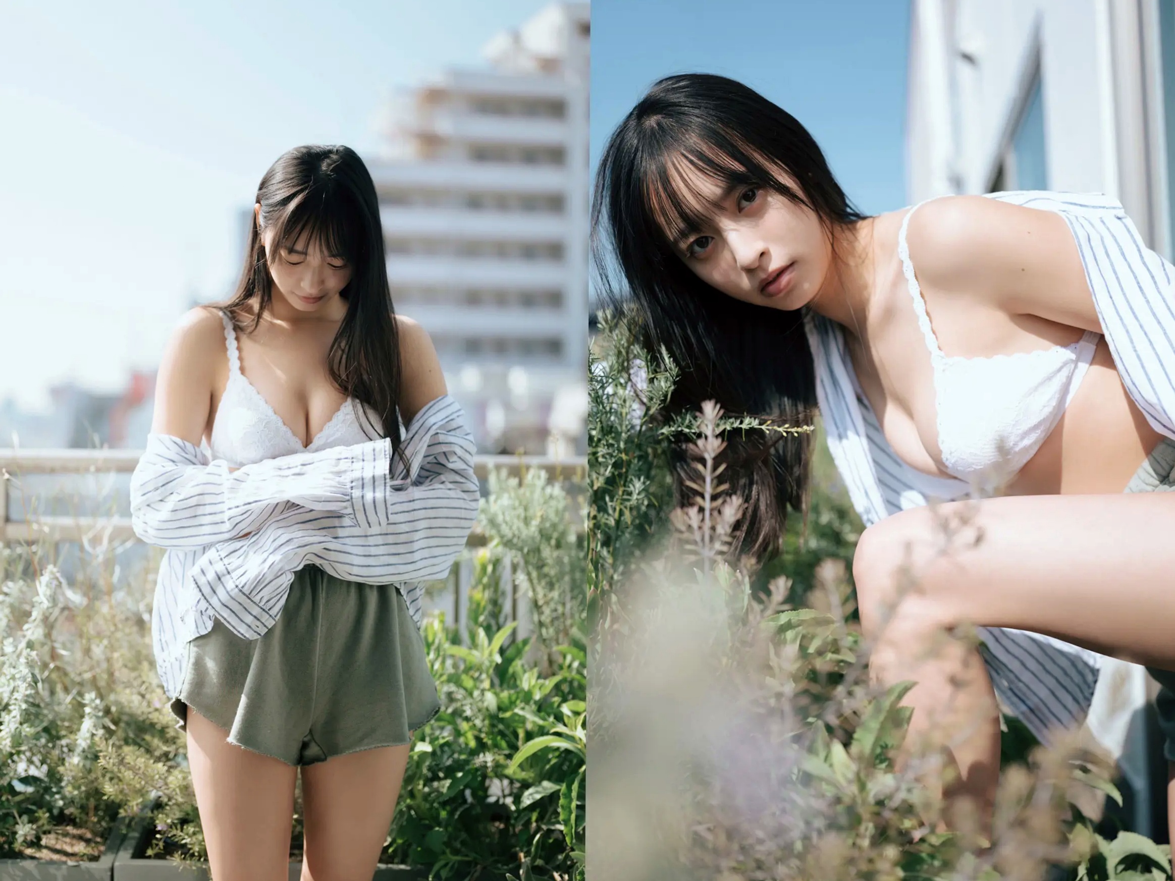 大槻りこ - 朝陽と... 阳光比基尼与室内泳装清新性感写真