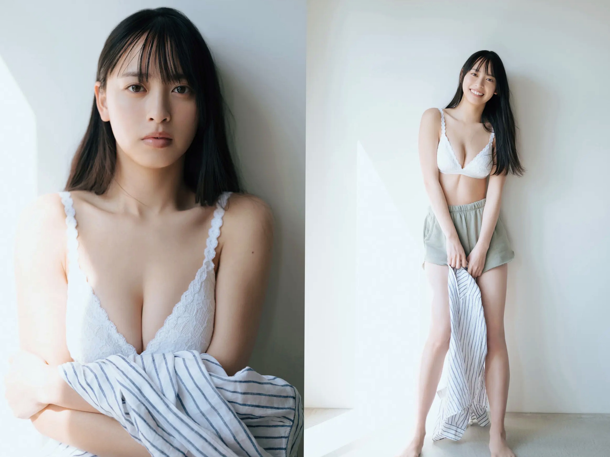 大槻りこ - 朝陽と... 阳光比基尼与室内泳装清新性感写真