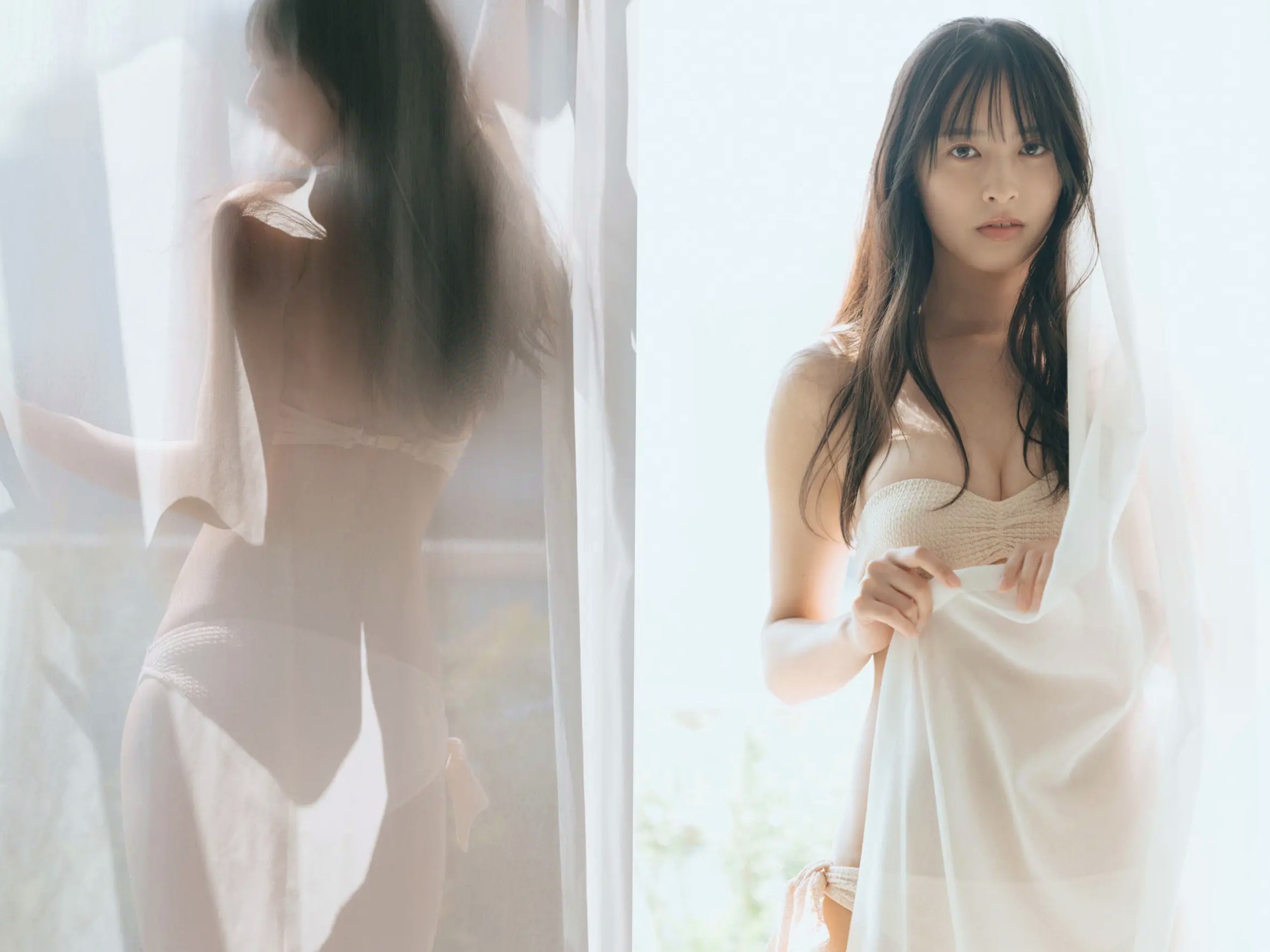 大槻りこ - 朝陽と... 阳光比基尼与室内泳装清新性感写真