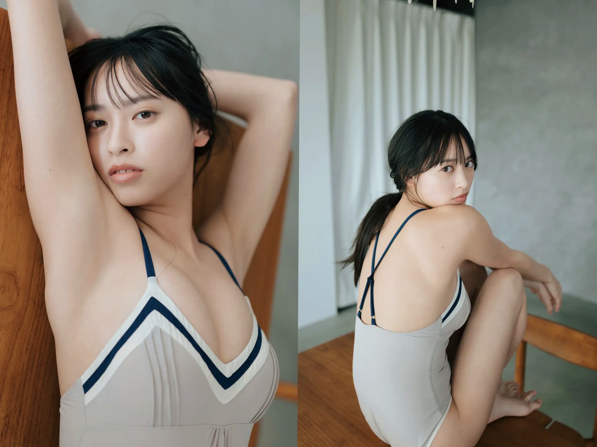 大槻りこ - 朝陽と... 阳光比基尼与室内泳装清新性感写真