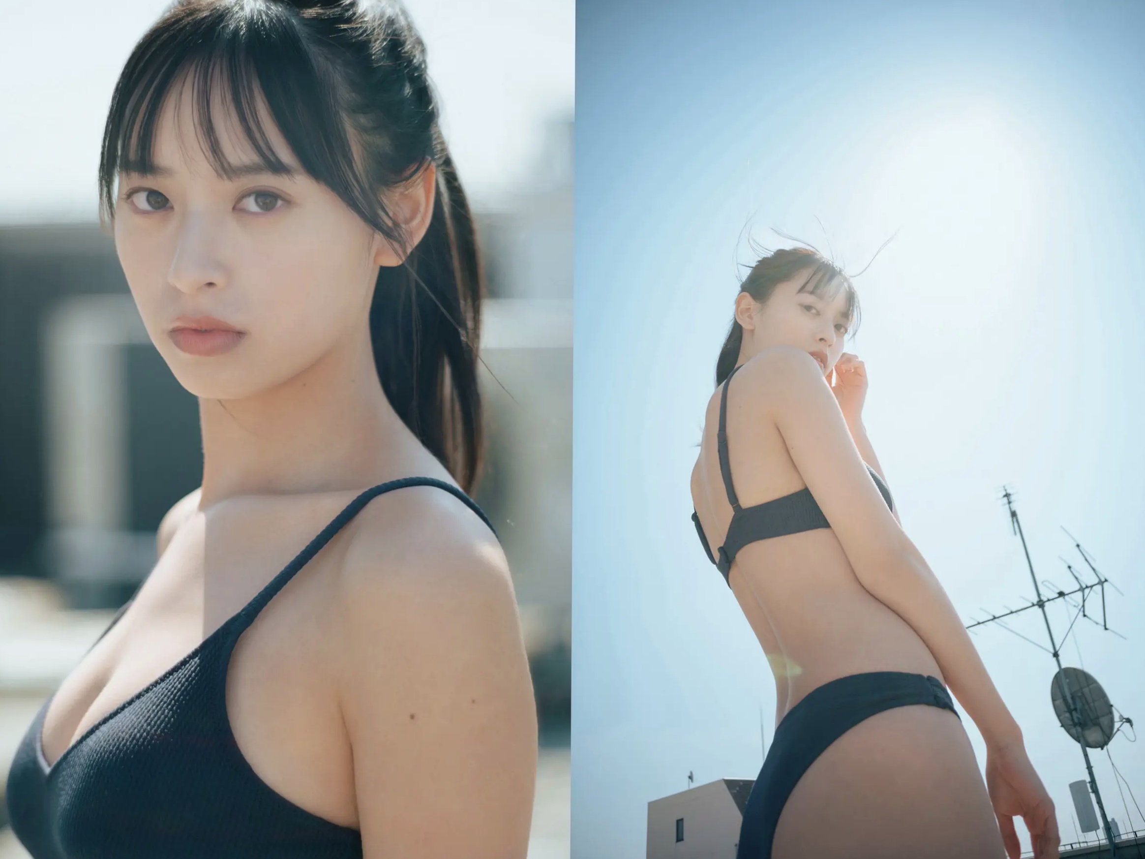 大槻りこ - 朝陽と... 阳光比基尼与室内泳装清新性感写真