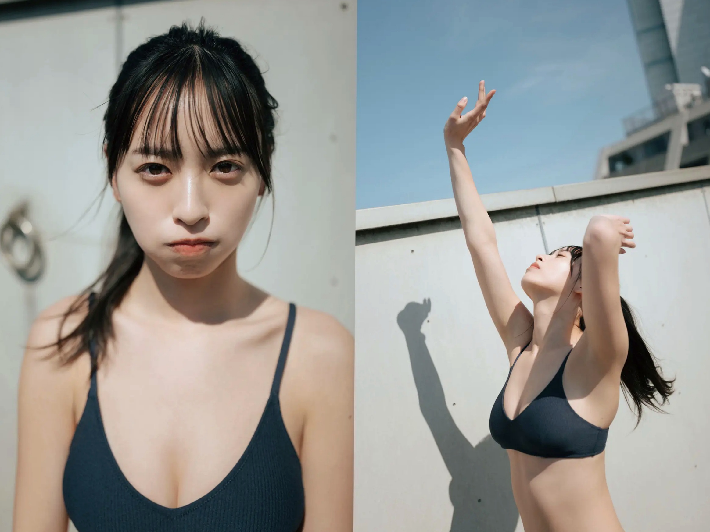 大槻りこ - 朝陽と... 阳光比基尼与室内泳装清新性感写真