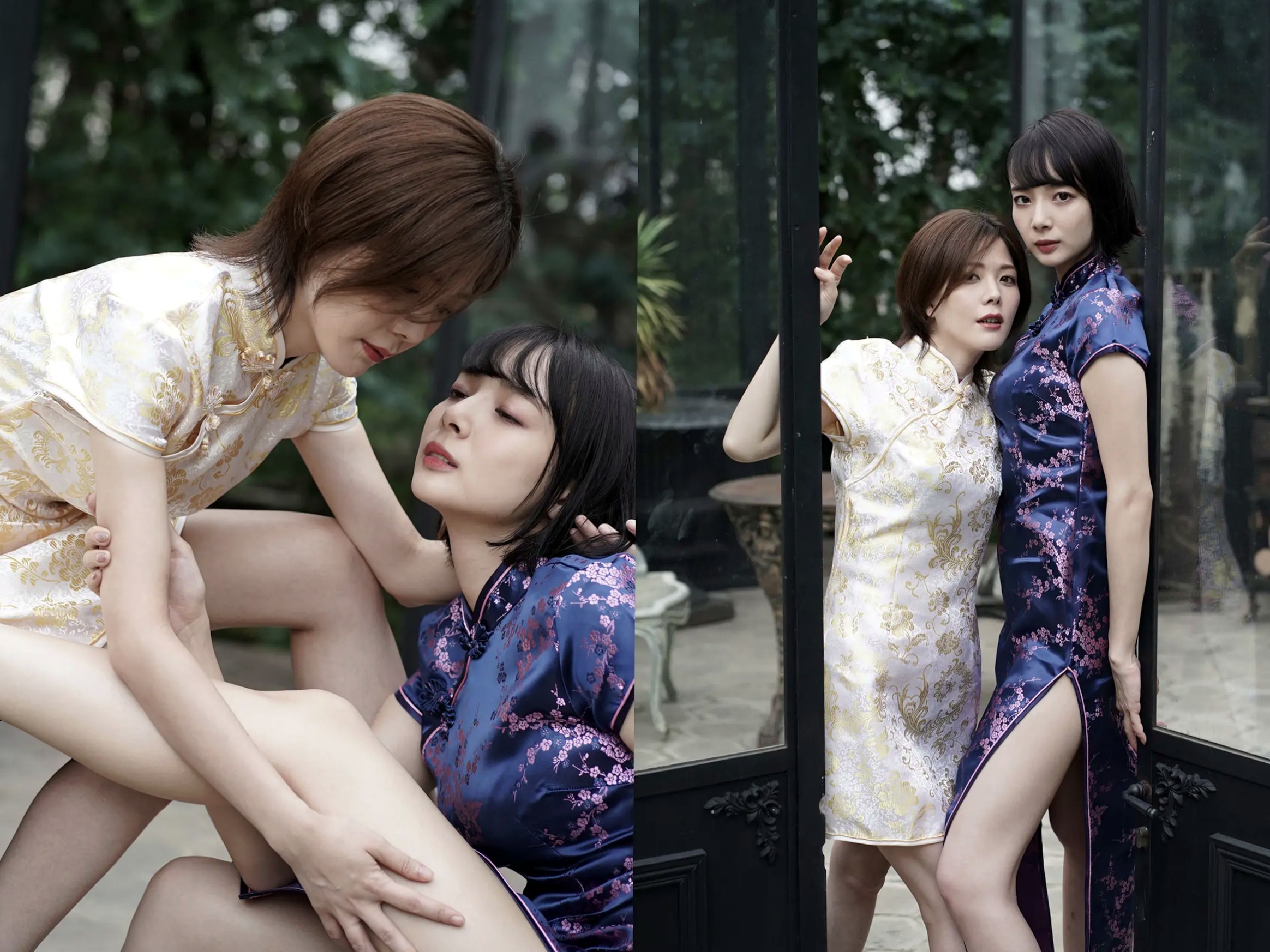 高宮まり x 岡田紗佳 - 牌 x 牌 Ⅱ:性感内衣与黑丝皮衣诱惑写真