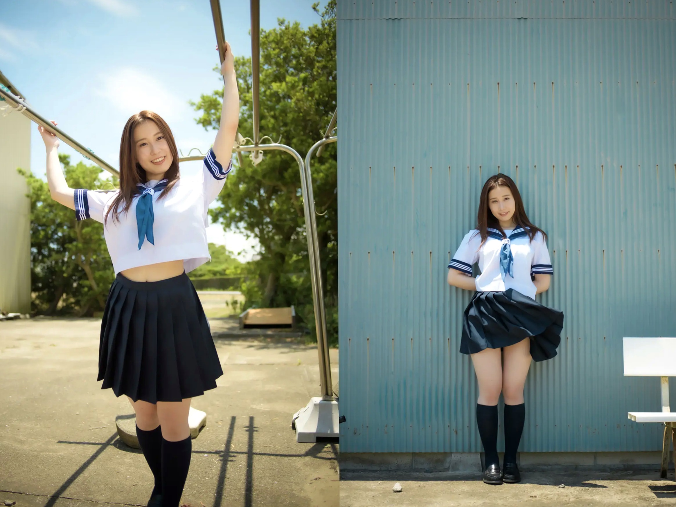 朝倉ここな - COCONANA 日系清纯JK制服与海滩比基尼户外写真