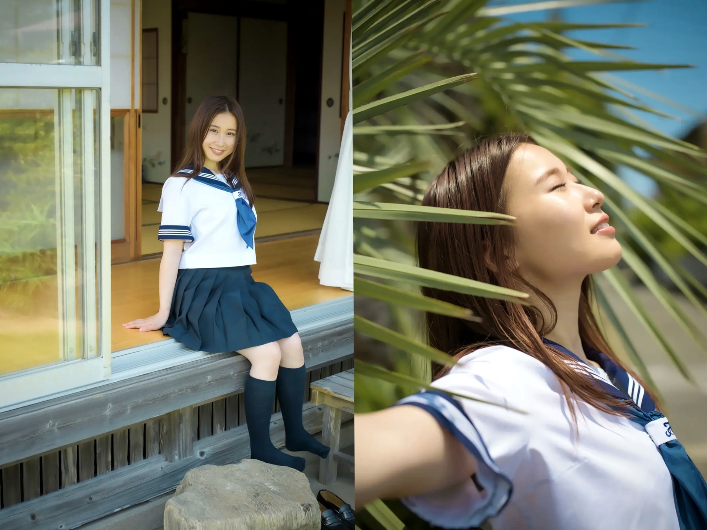 朝倉ここな - COCONANA 日系清纯JK制服与海滩比基尼户外写真