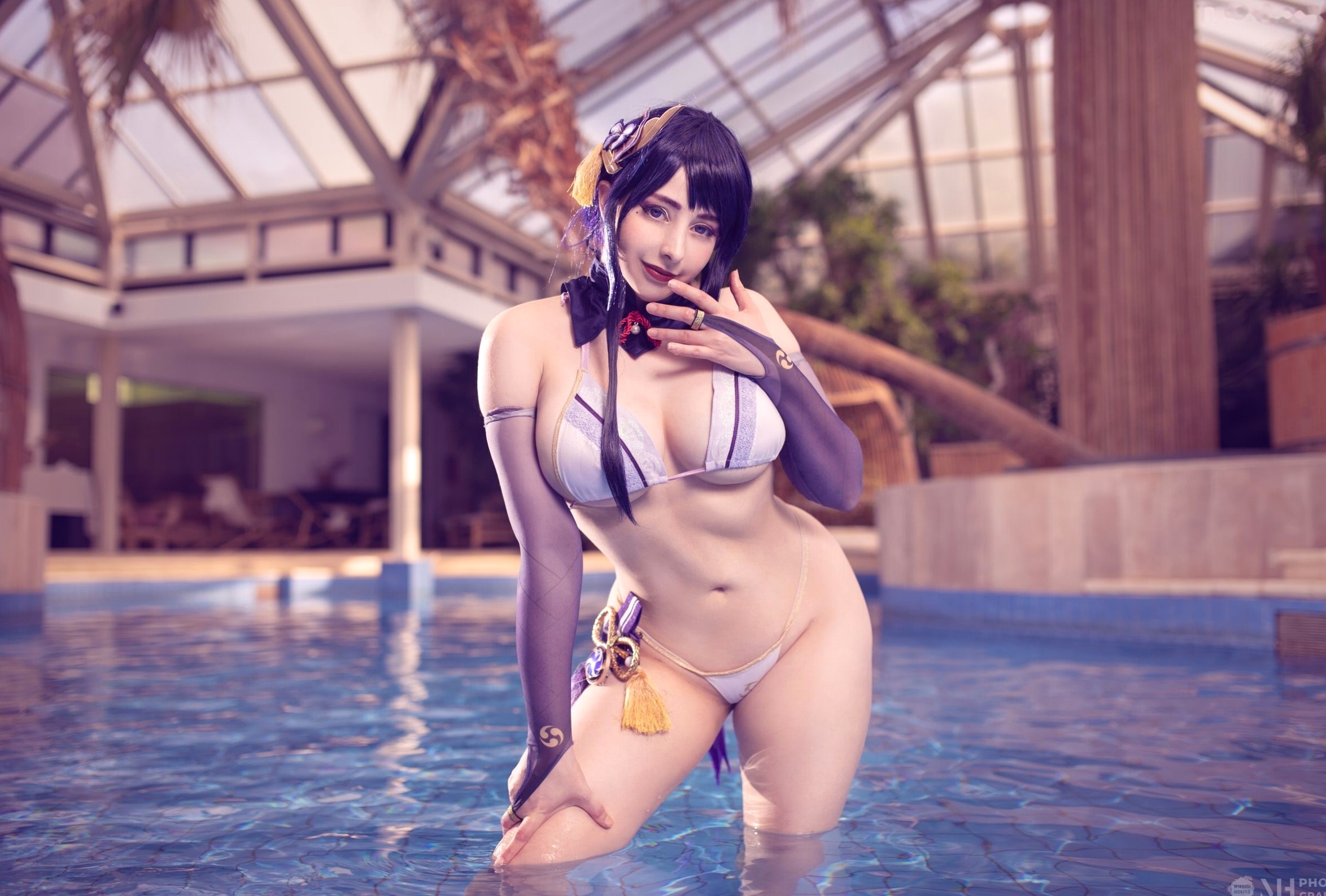 Mikomi-Hokina-雷电将军-Raiden-Lingerie 泳池湿身角色扮演性感写真