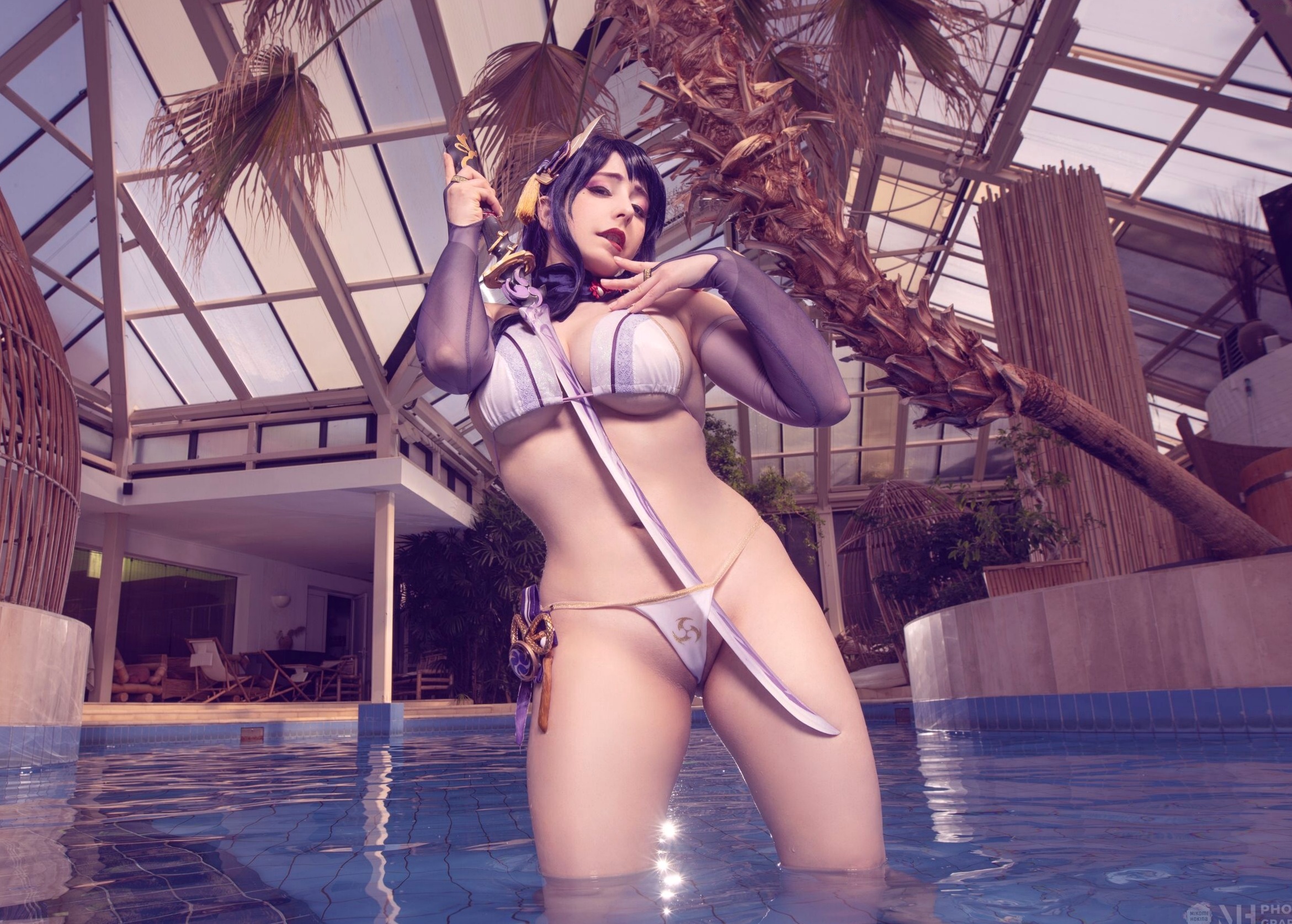 Mikomi-Hokina-雷电将军-Raiden-Lingerie 泳池湿身角色扮演性感写真