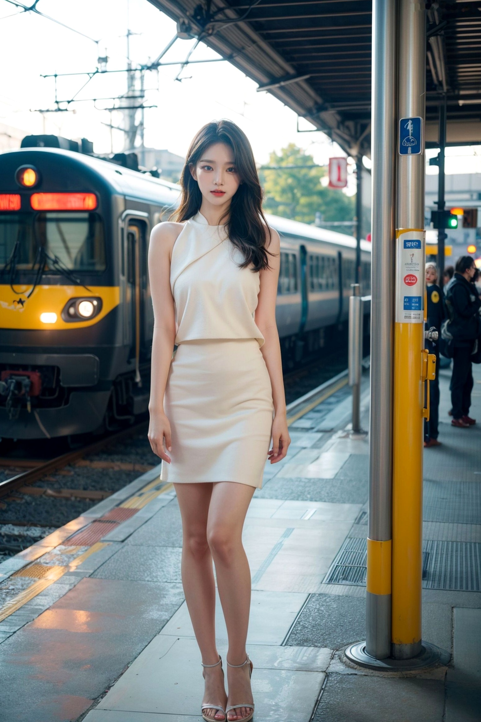 AI美女-拟实-火车站里的美女 车厢大尺度极品尤物写真