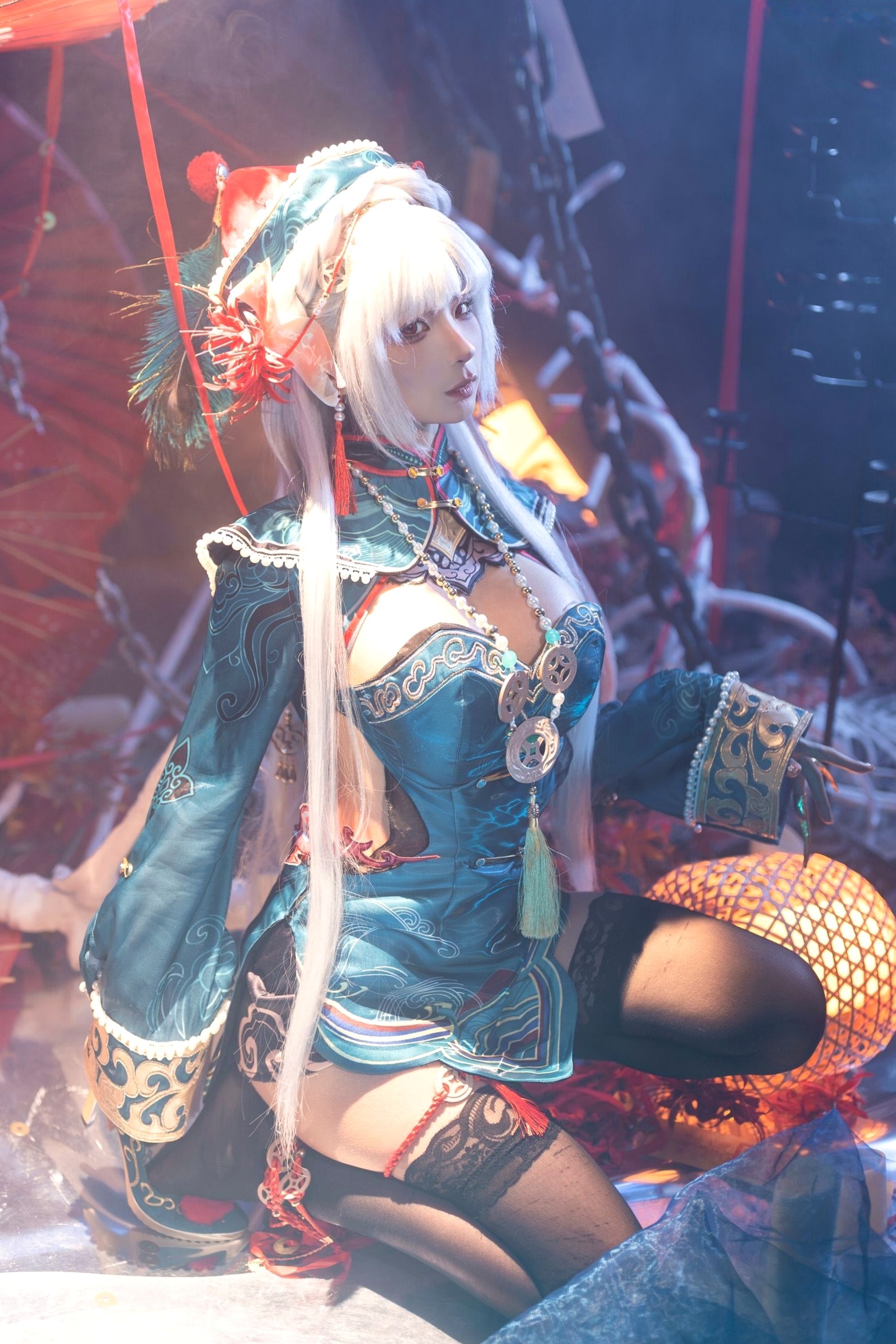 蠢沫沫-8月写真合集-4:暗黑国风僵尸娘COS与黑丝美腿性感写真