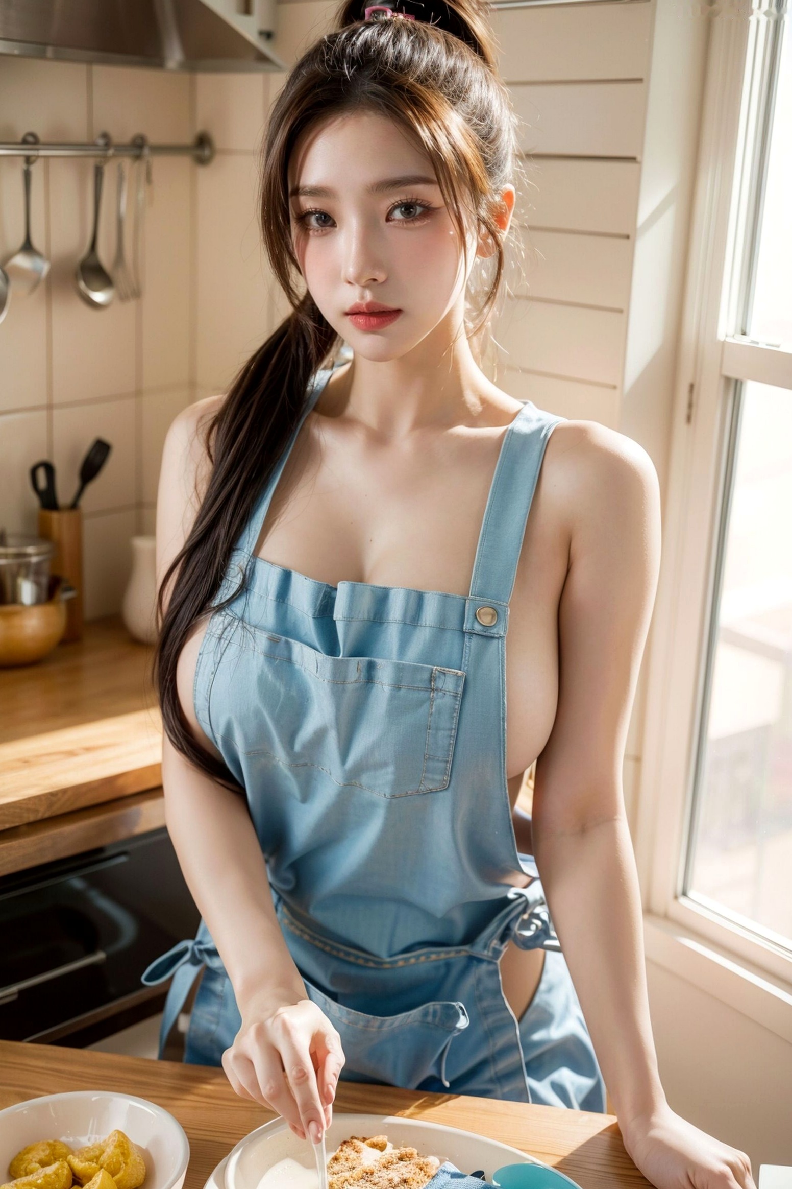 AI美女-拟实-真空围裙厨娘 居家厨房极品身材性感私房写真