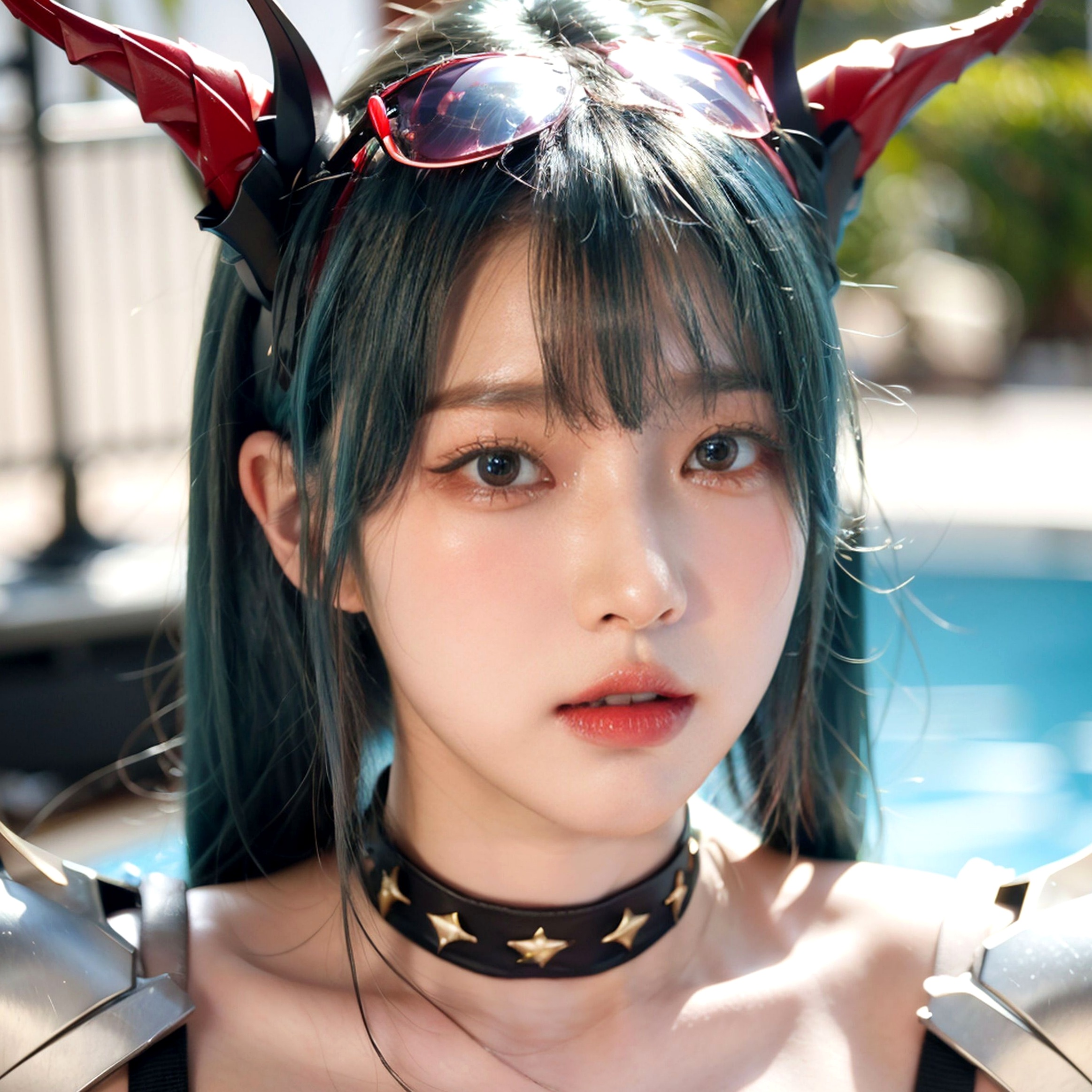 AI美女-拟实-Cos-明日方舟-Chen 性感比基尼泳池大尺度诱惑写真
