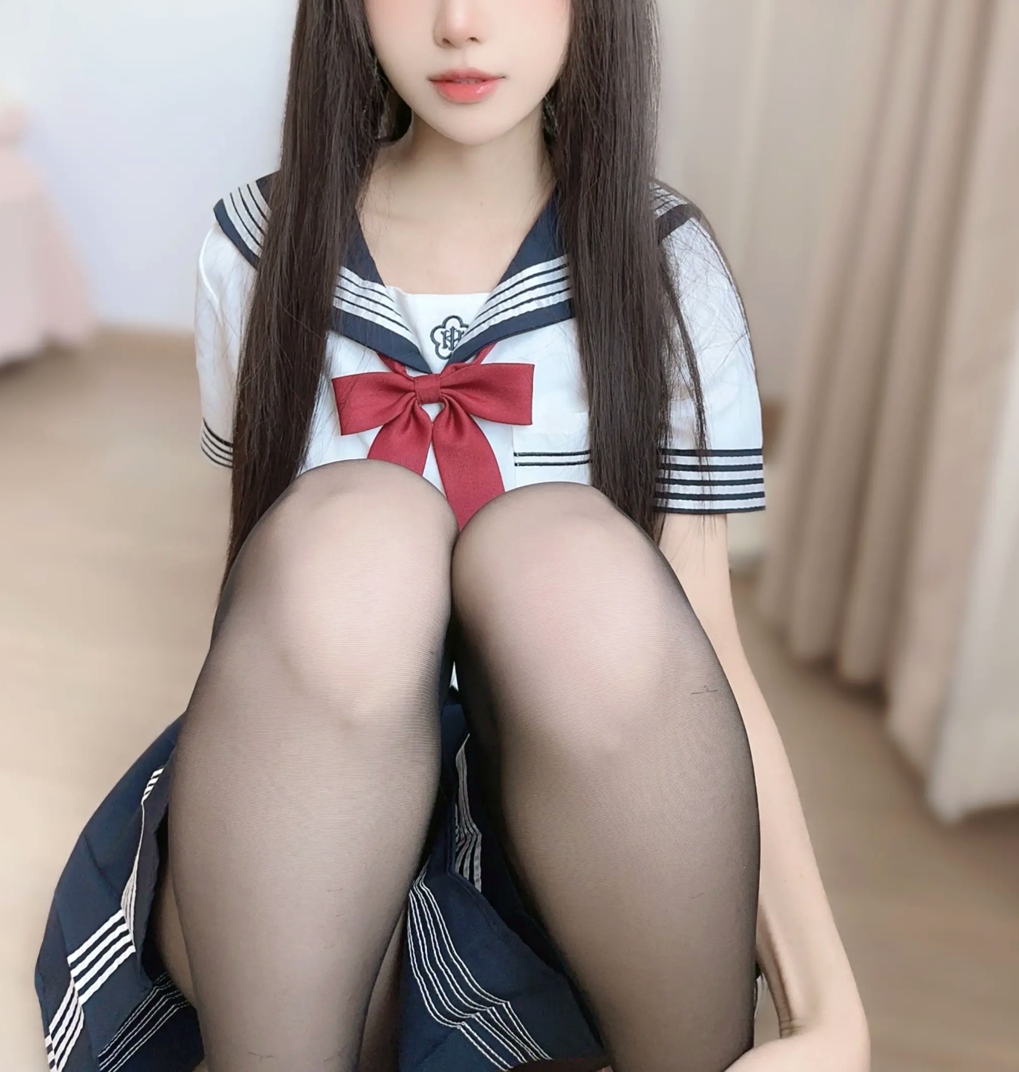 布丁大法 - 黑丝连裤袜水手服校服美腿私房诱惑写真