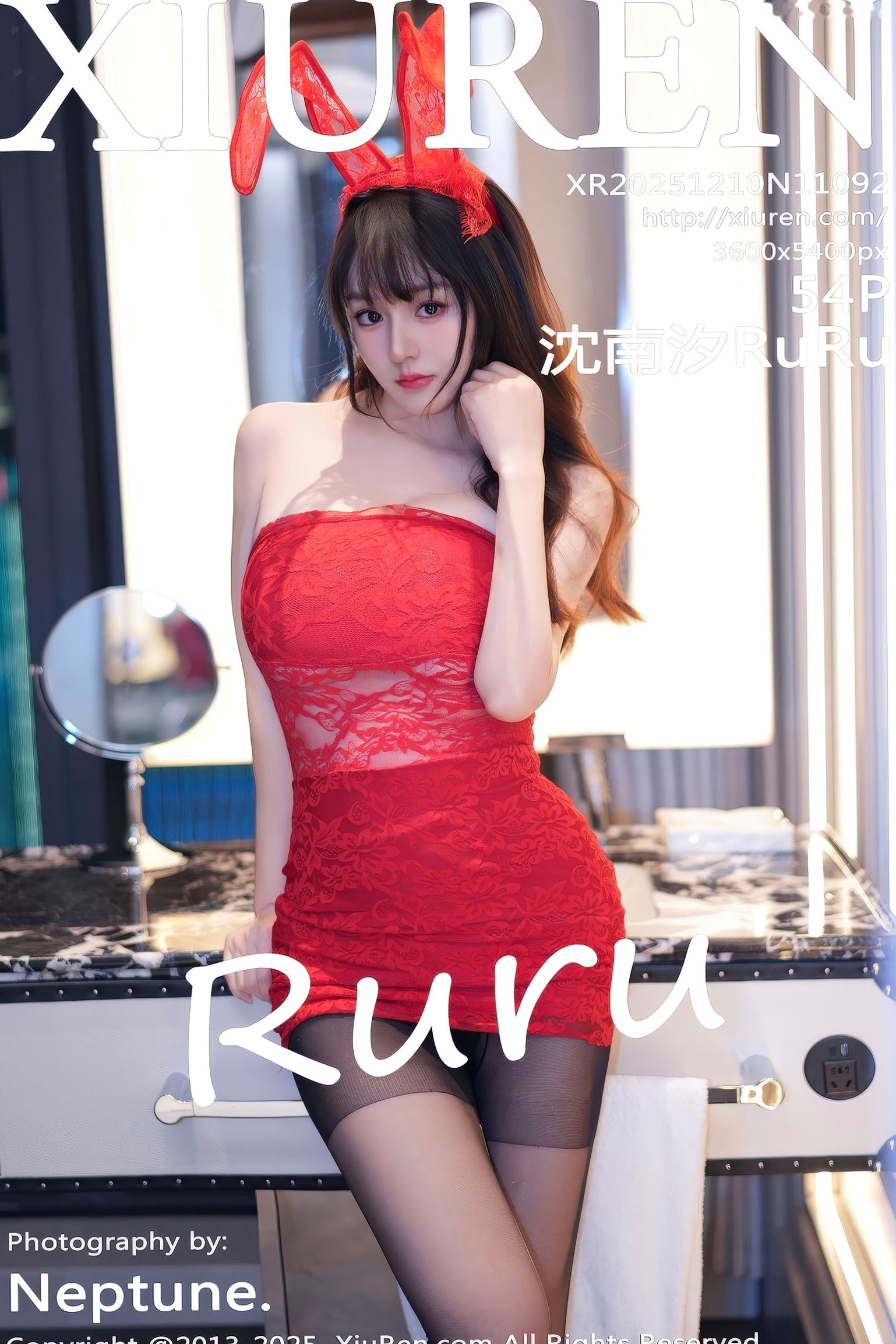 XiuRen秀人网 11092 沈南汐RuRu 红色兔女郎连衣短裙 极致黑丝美腿诱惑写真