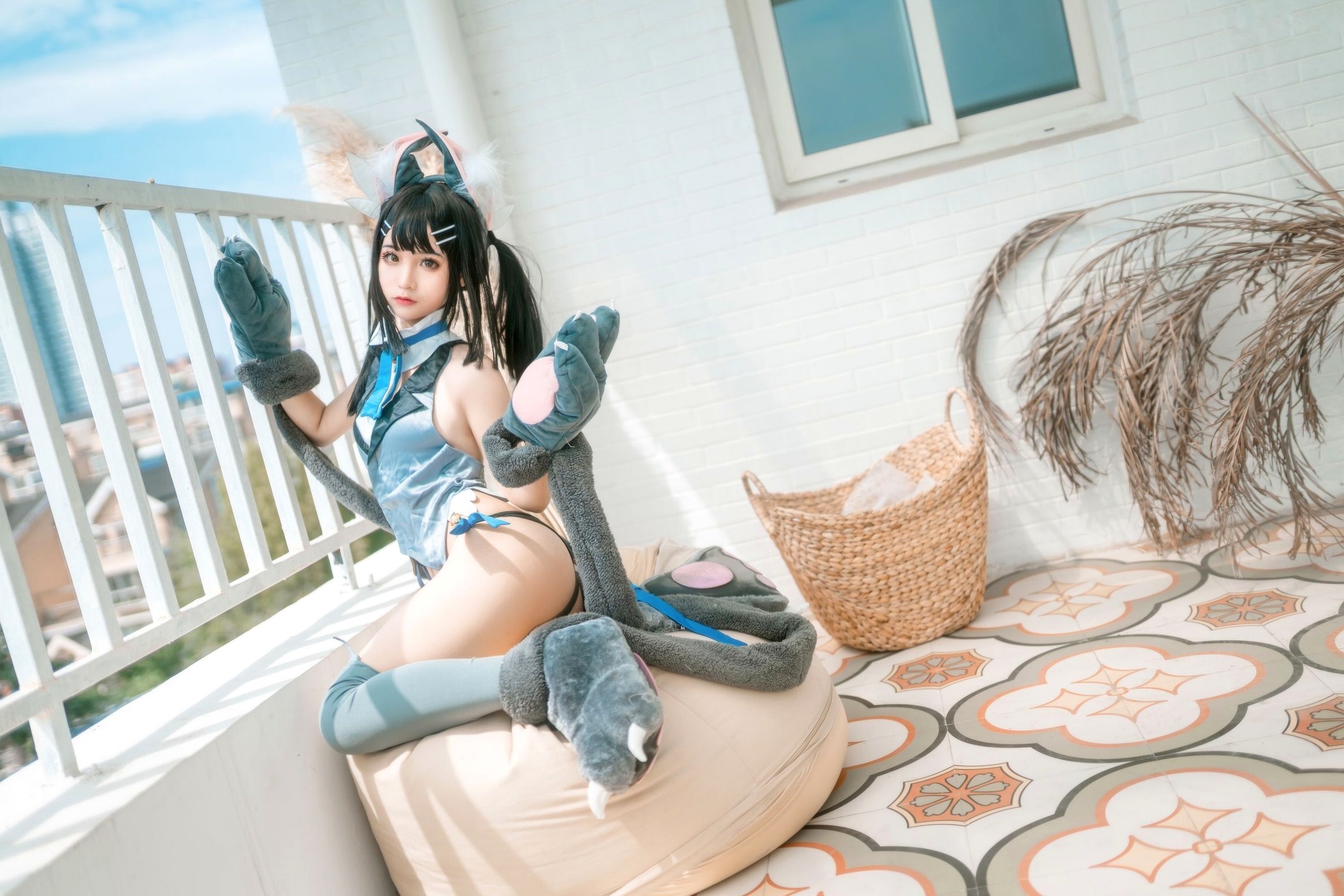 蠢沫沫-美游-魔法少女-伊莉雅 阳台兽耳萌系Cosplay性感私房写真