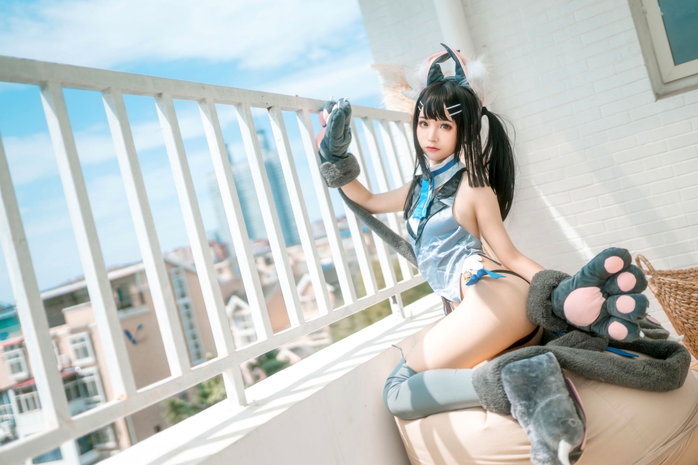 蠢沫沫-美游-魔法少女-伊莉雅 阳台兽耳萌系Cosplay性感私房写真