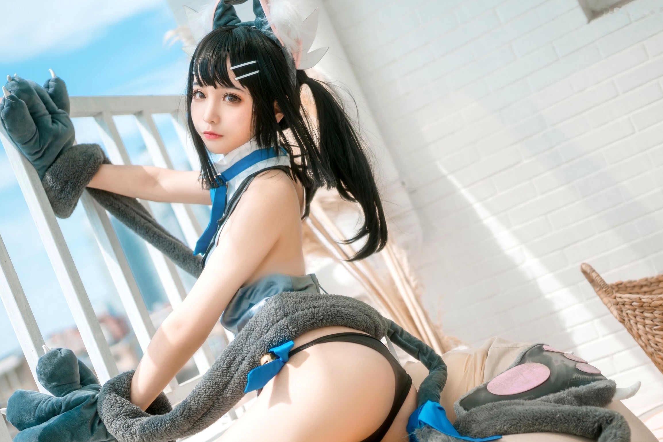 蠢沫沫-美游-魔法少女-伊莉雅 阳台兽耳萌系Cosplay性感私房写真