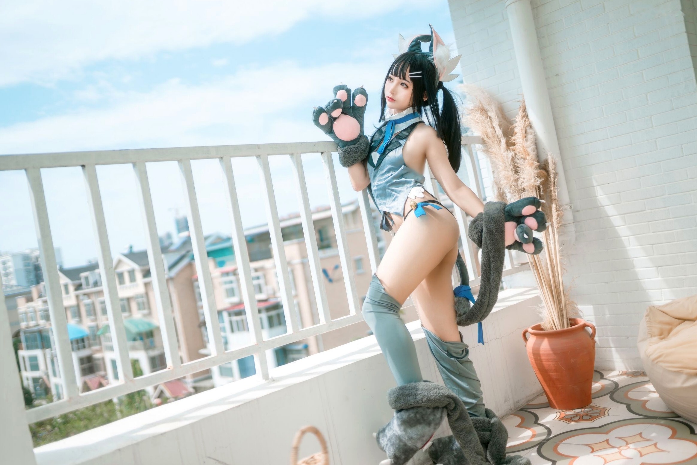 蠢沫沫-美游-魔法少女-伊莉雅 阳台兽耳萌系Cosplay性感私房写真