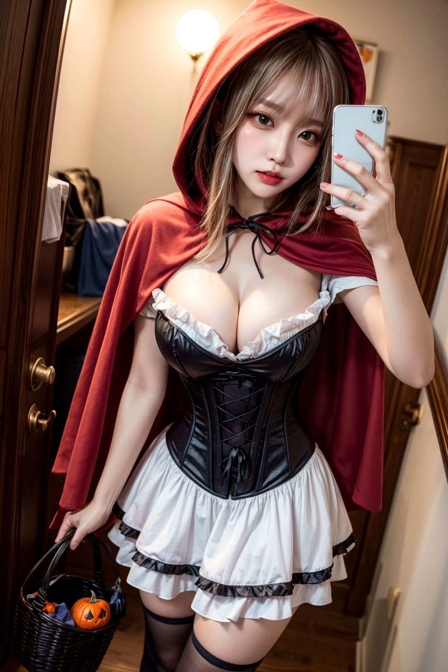 AI美女-拟实-小红帽-纯净版 万圣节夜景暗黑童话性感角色扮演写真