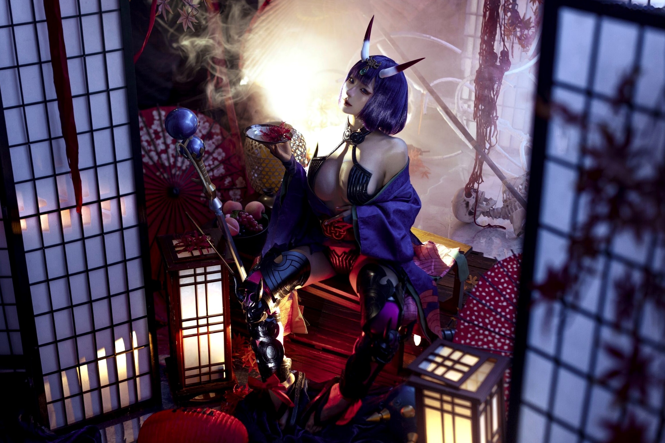 蠢沫沫-2025年09月自拍-4套 魅惑鬼姬Cosplay与黑丝校服写真