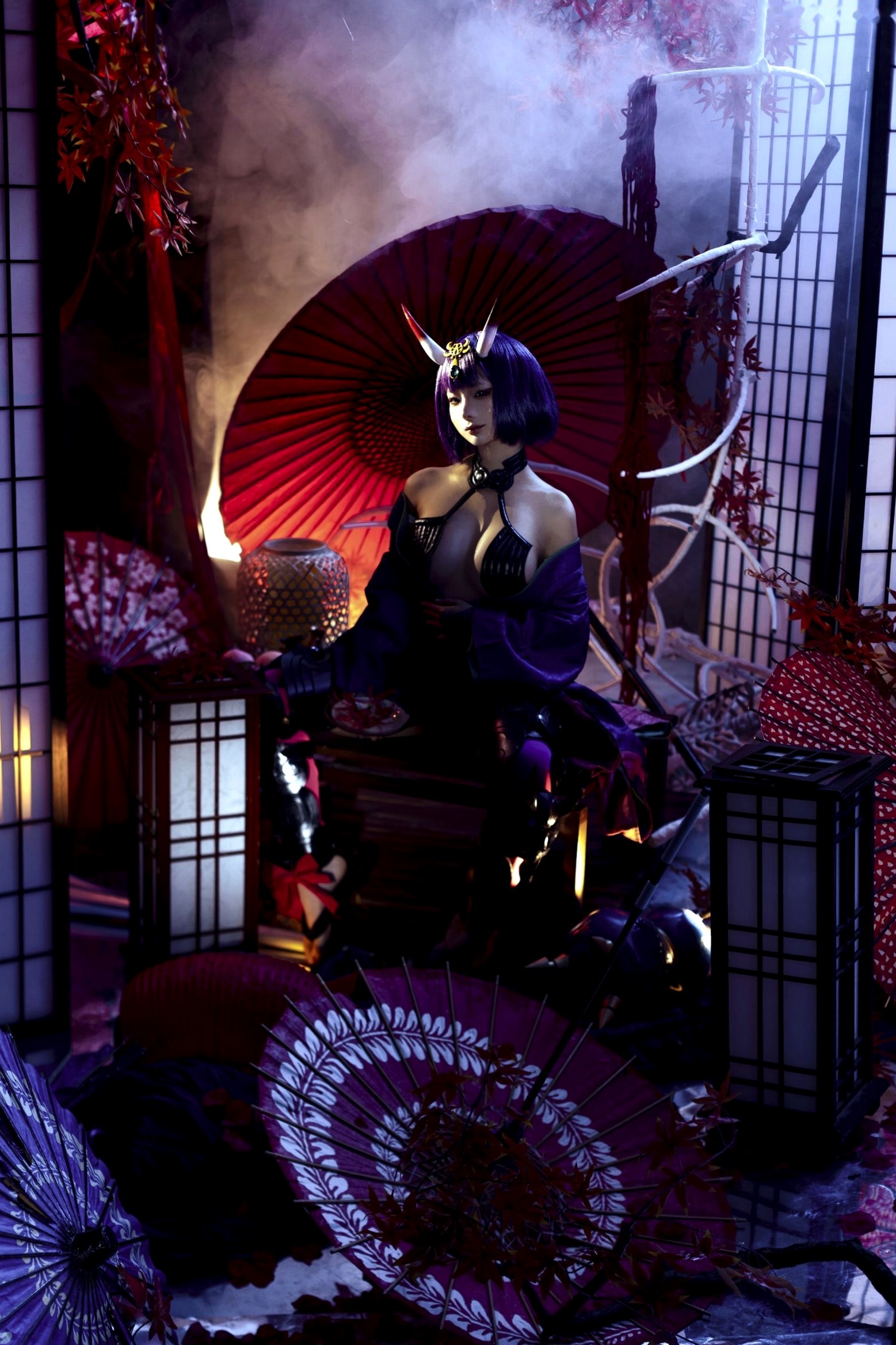 蠢沫沫-2025年09月自拍-4套 魅惑鬼姬Cosplay与黑丝校服写真