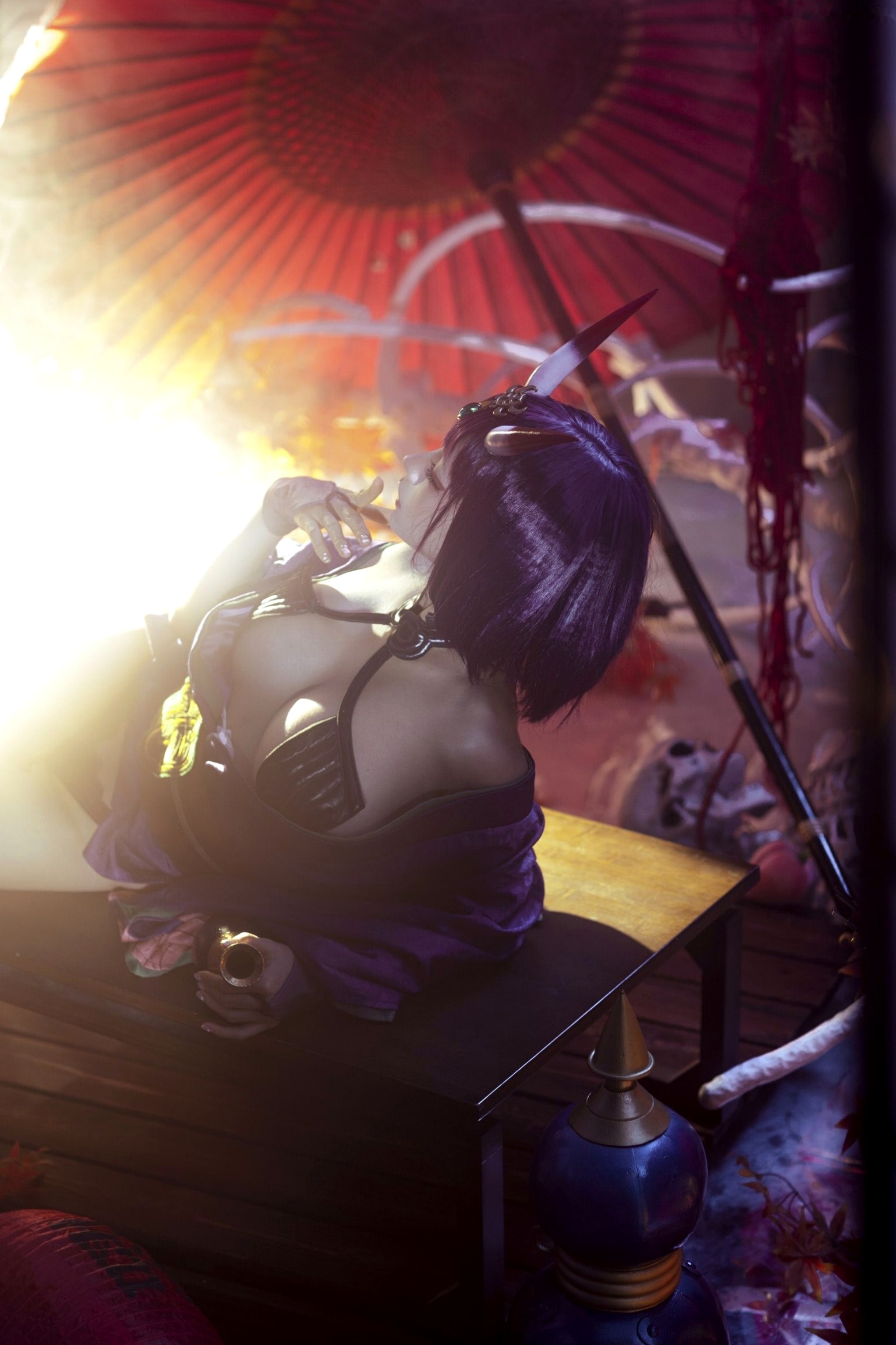 蠢沫沫-2025年09月自拍-4套 魅惑鬼姬Cosplay与黑丝校服写真