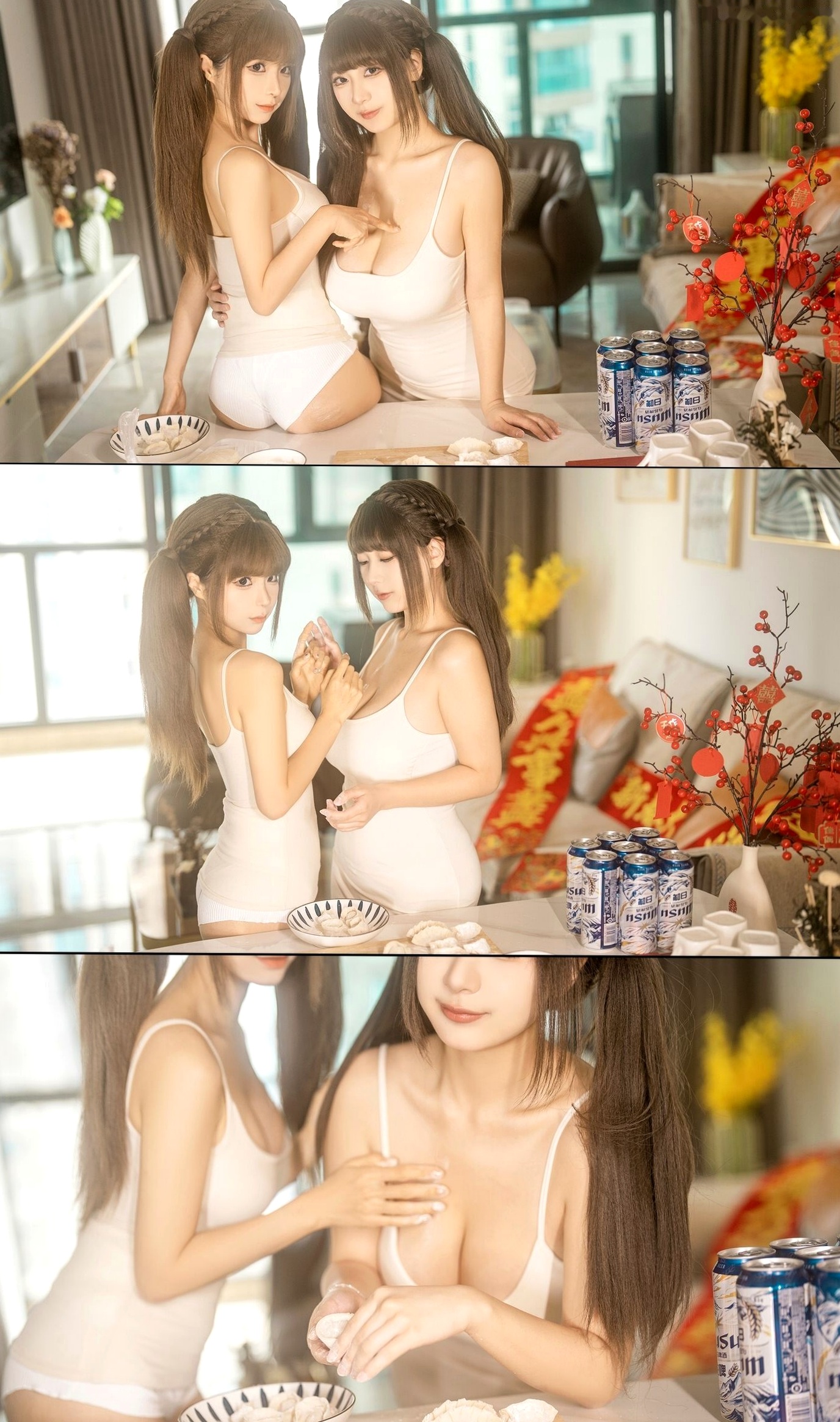 蠢沫沫-浅安安-双人新年贺岁家居私房性感诱惑写真