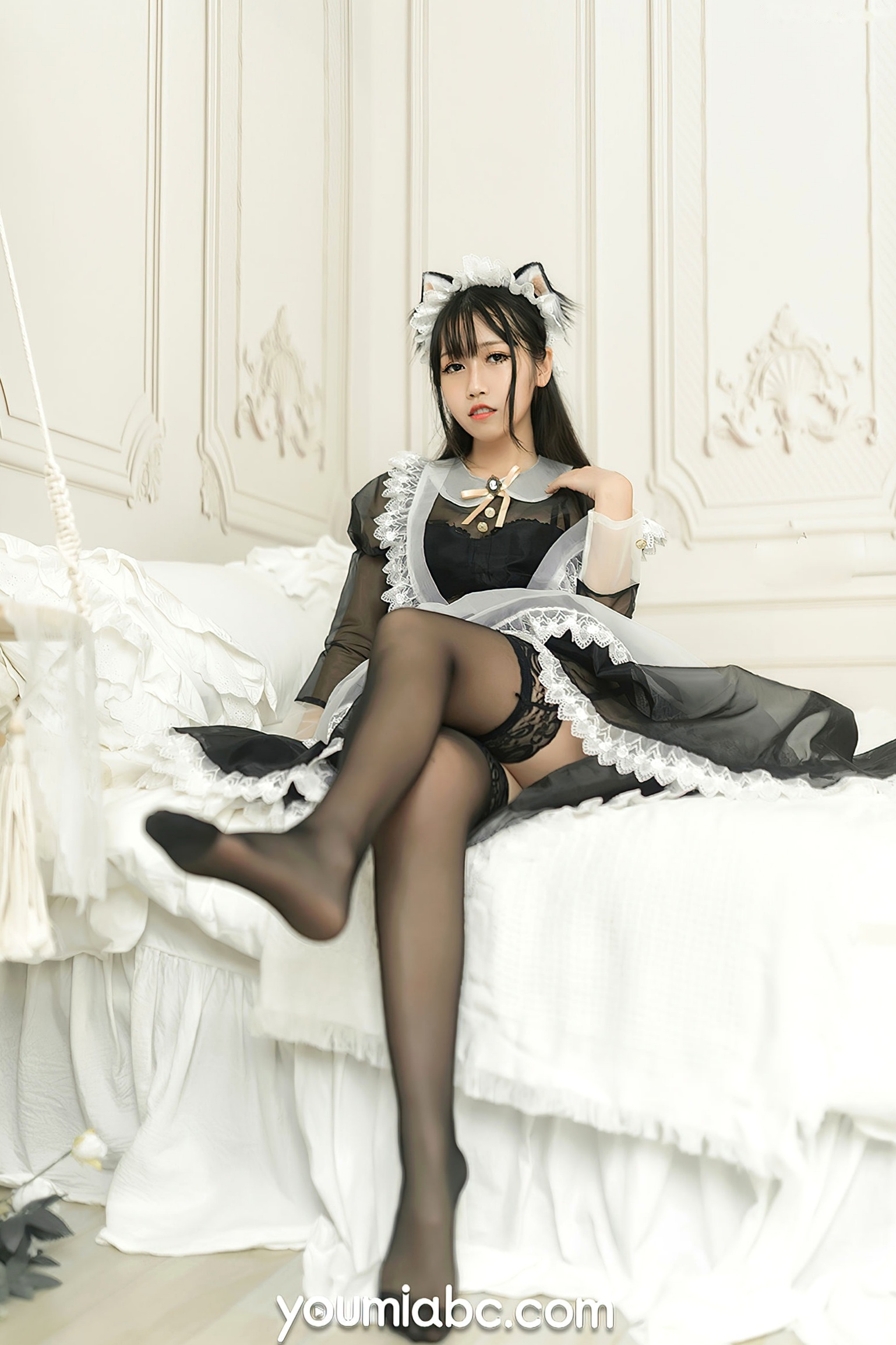 Gallery - YouMi尤蜜-呆猫-黑丝猫娘女仆:甜美角色扮演、蕾丝私房诱惑与极致性感美腿视觉盛宴尤蜜荟 - Chiness Model 女仆角色扮演黑丝私房照性感 女神私房照_秀色女神