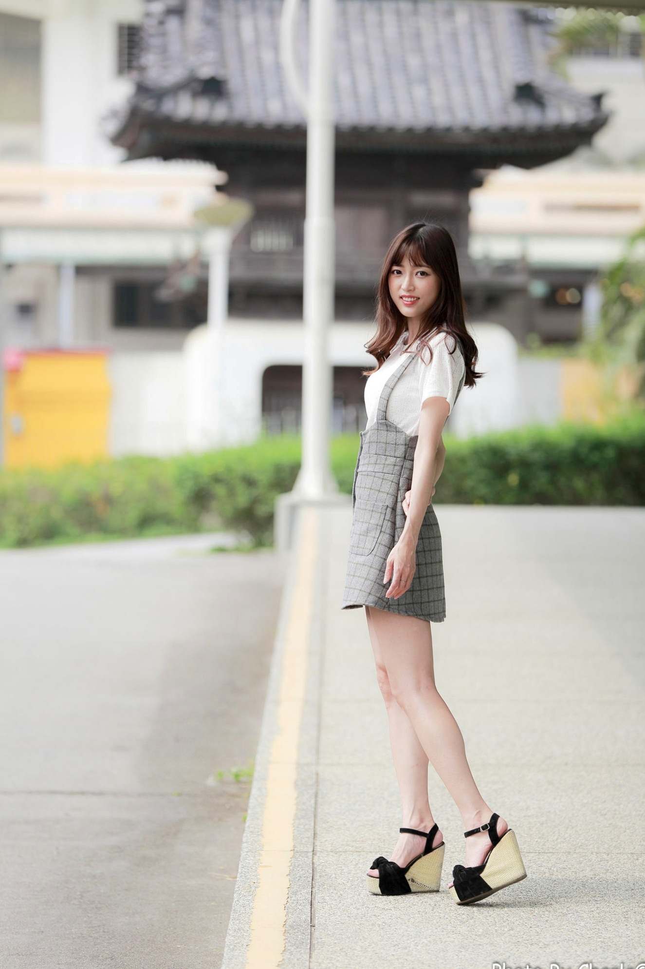 台湾正妹彭丽嘉(Lady憶憶)圆山花博户外写真,青春简约穿搭展现清新甜美气质